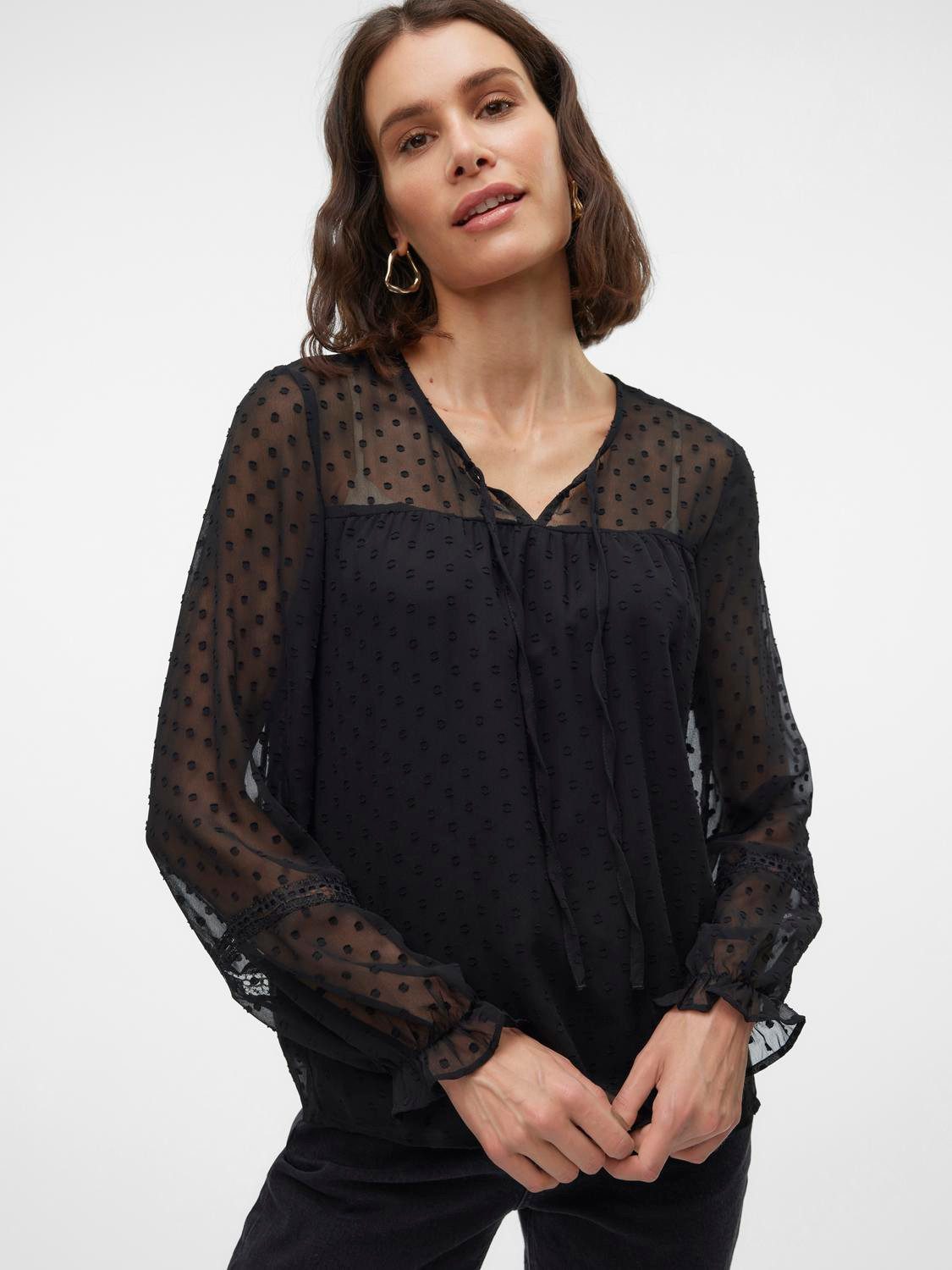 Vero Moda Blouse met lange mouwen VMLEAH LS LACE TOP WVN GA NOOS