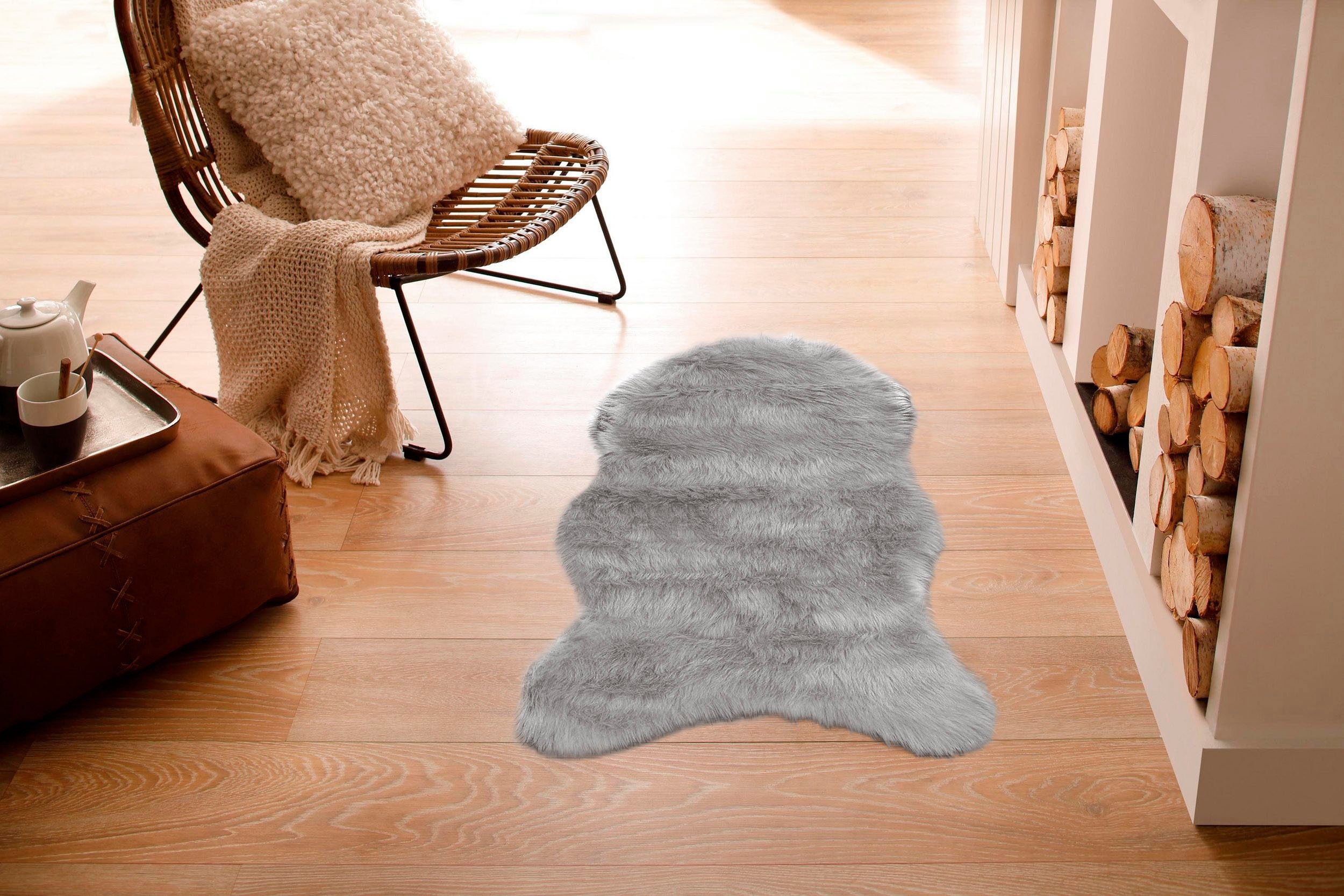 Home affaire Hoogpolig vloerkleed Valeria schapenvacht tapijt knuffelig Imitatiebont, vachtmodel, zachte vloerkleden, slaapkamer, woonkamer