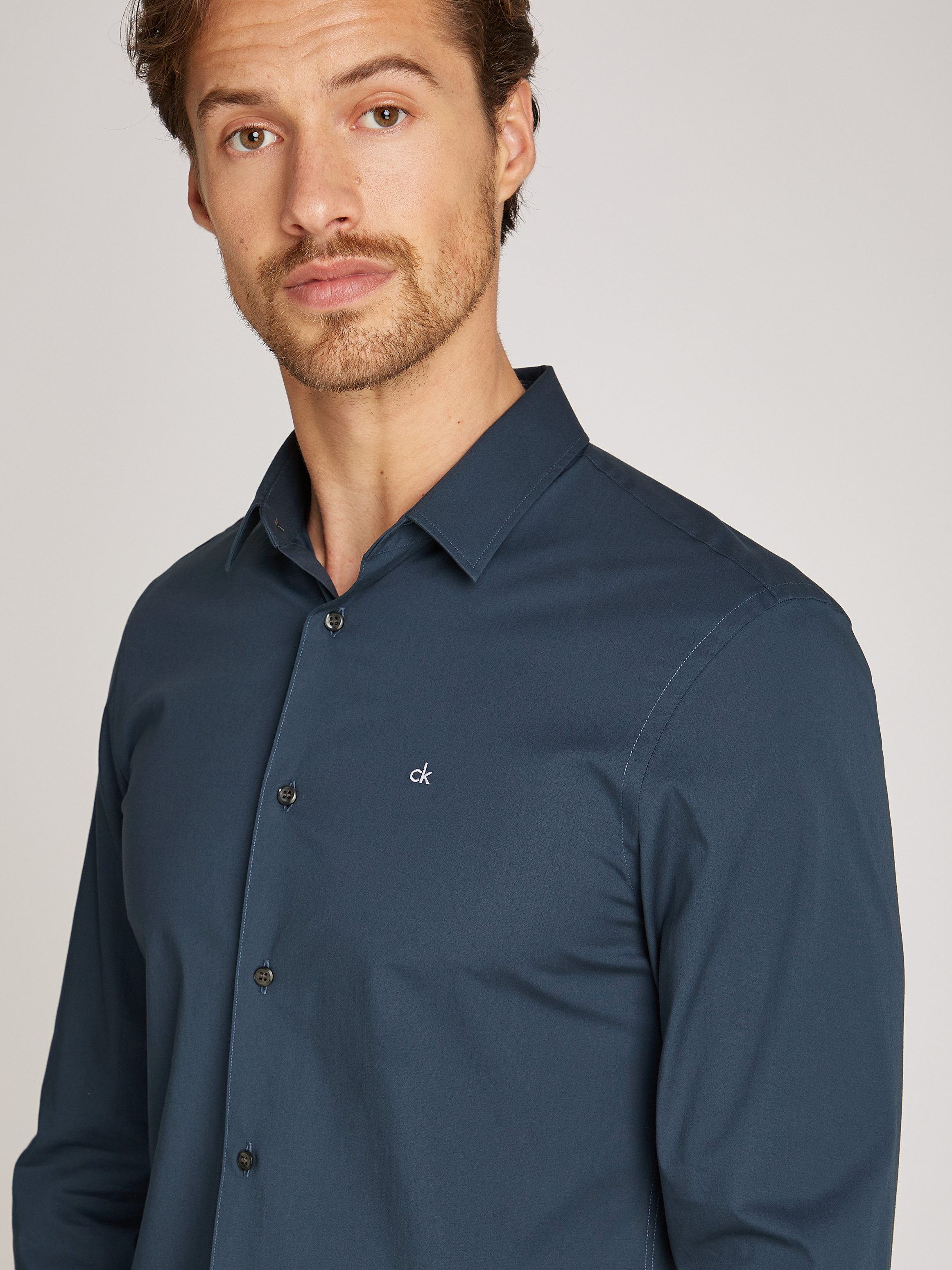 Calvin Klein Overhemd met lange mouwen SLIM FIT STRETCH POPLIN