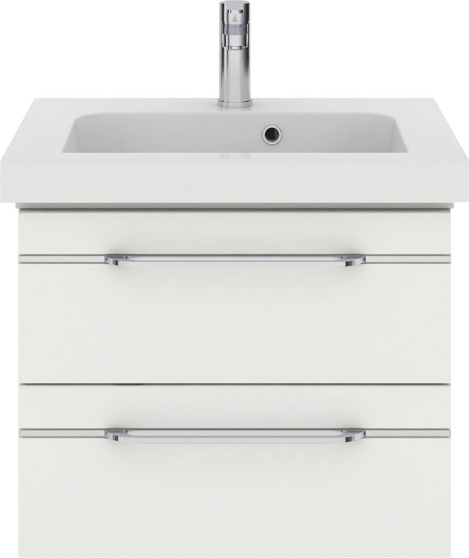 Saphir Badkamerserie Balto sprint, wastafelmeubel met mineraalmarmeren wastafel, 64,4 cm breed (1 stuk) badmeubelsets wit