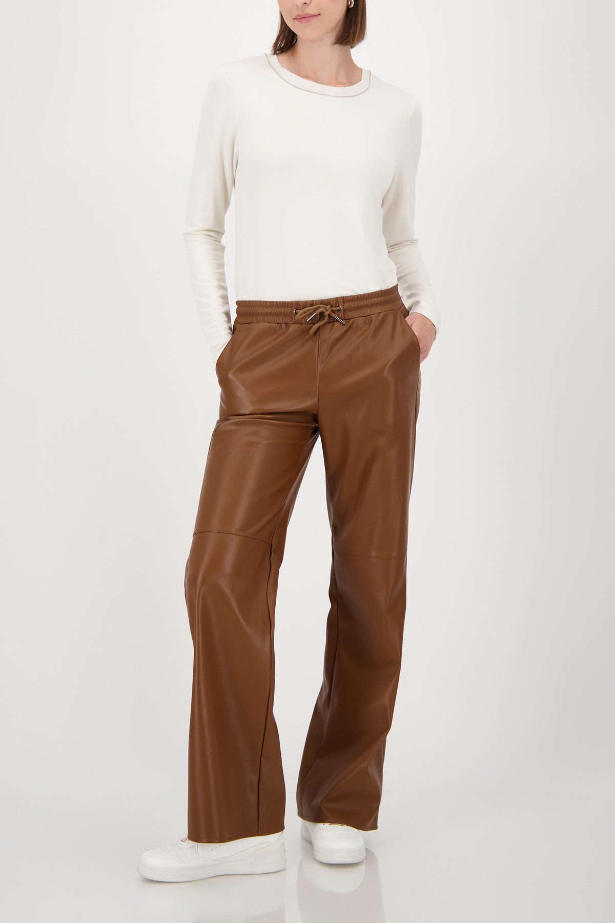 Monari Imitatieleren broek Straight-Leg-Broek