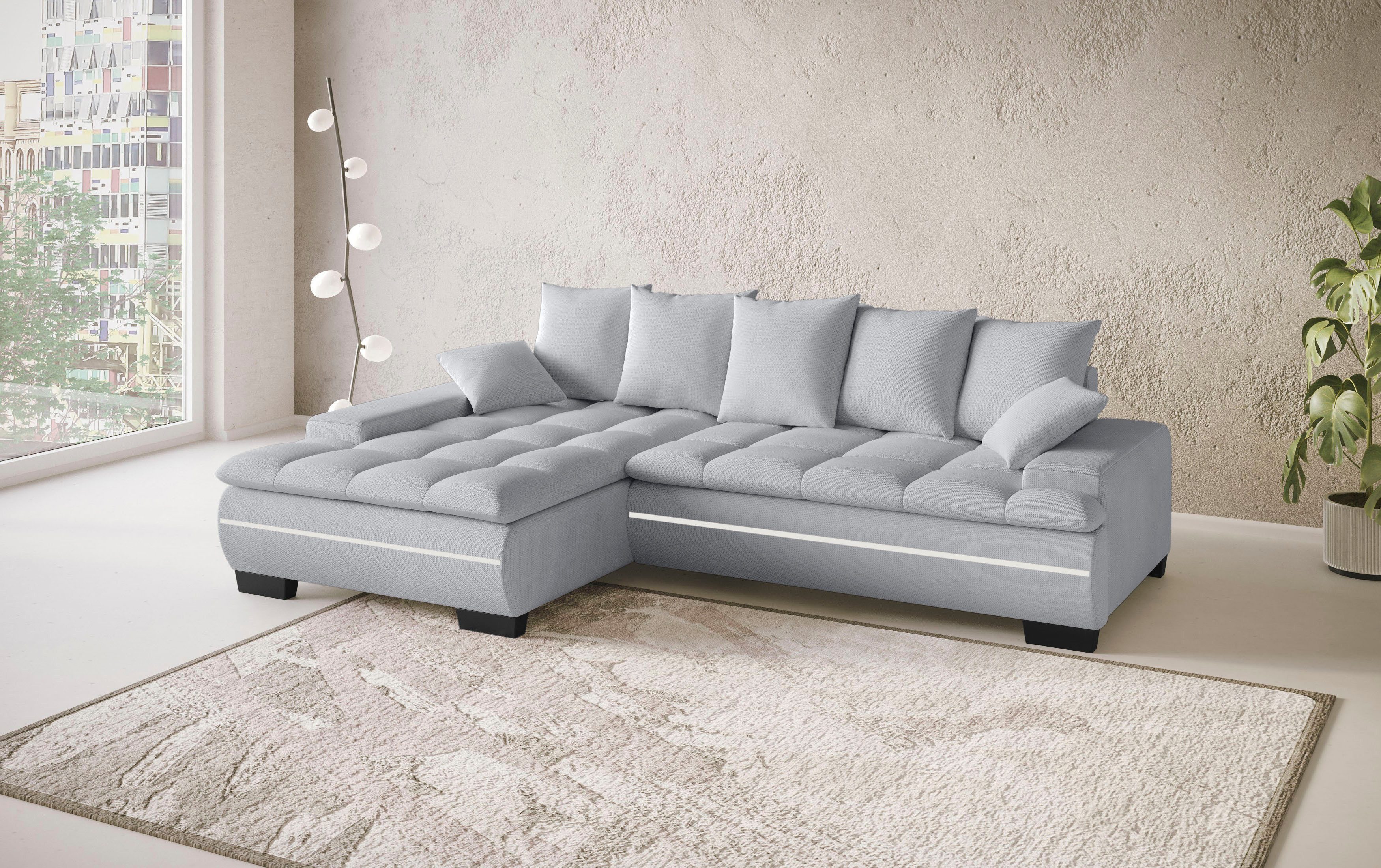 Mr. Couch Hoekbank Haiti II, L-vorm RGB-LED verlichting, optioneel met koudschuim, bed, bedlade