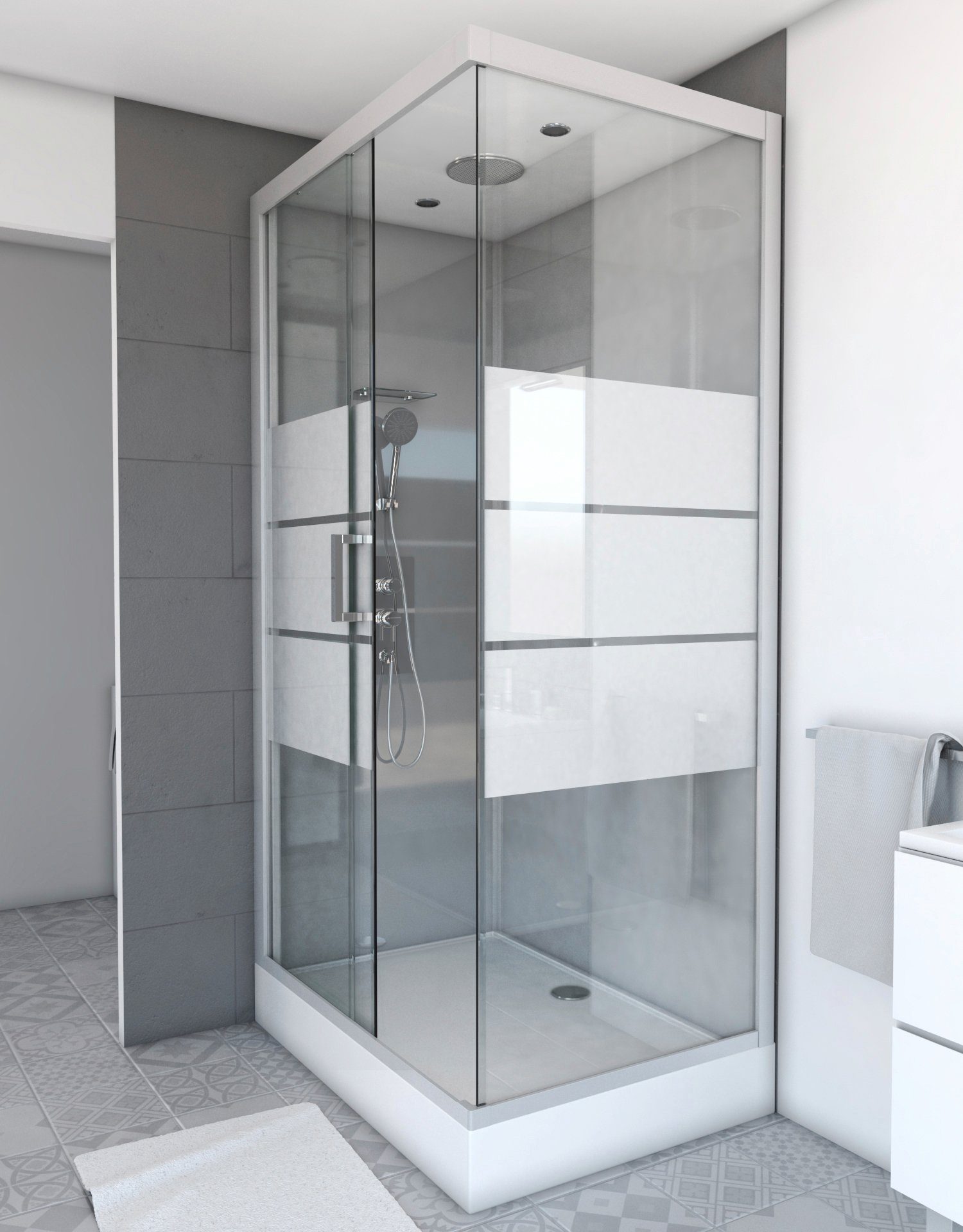 Marwell Complete douche Grey River Rectangle, 110 cm x 80 cm douchecabines wit
