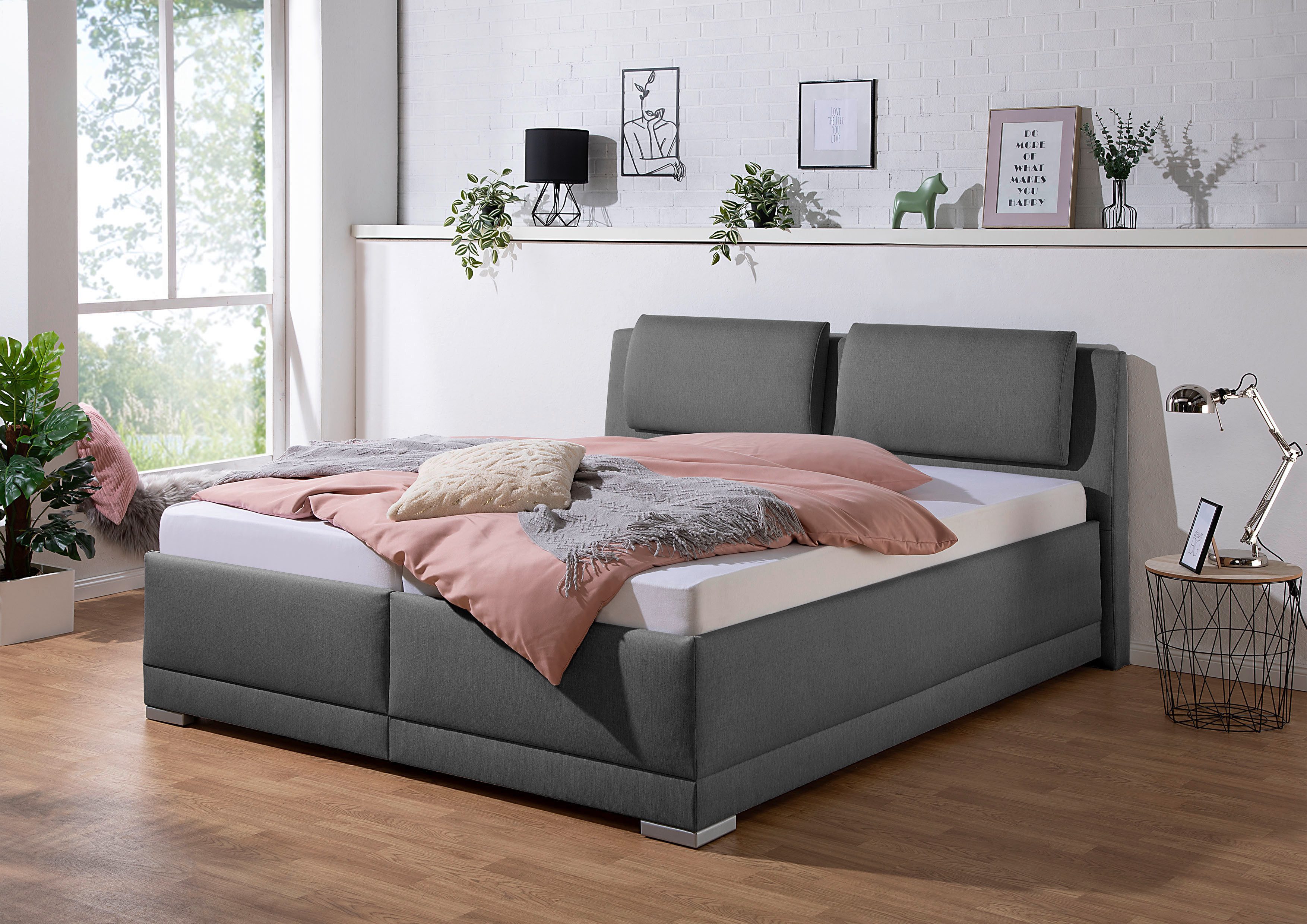Maintal Gestoffeerd bed Oderzo met bedkist, verstelbare hoofdsteun, matrassen in h2 of h3 ter keuze