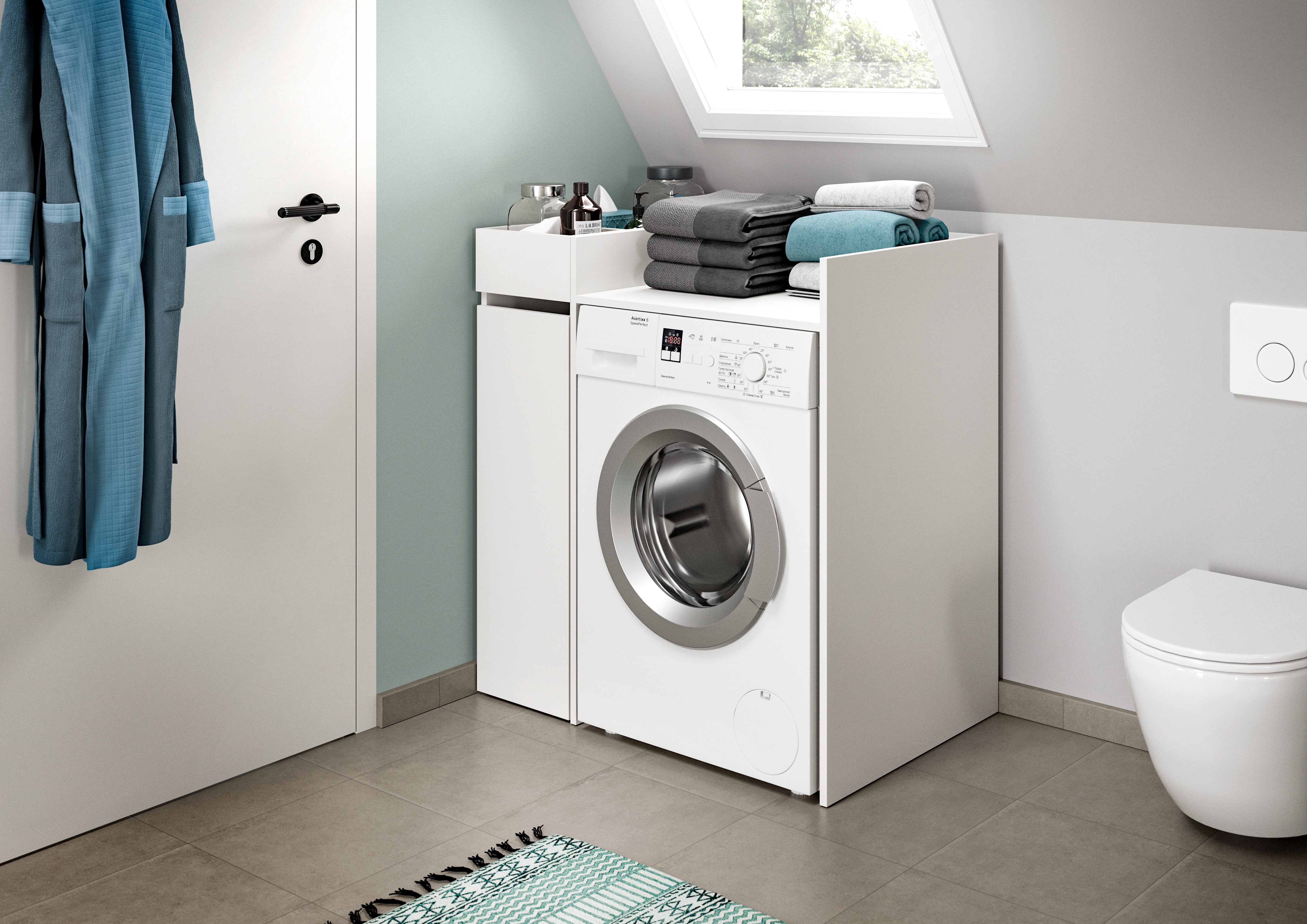 welltime Badmeubelset Falas, 2-delig, bestaande uit: badkamerrek & wasmachine ombouwkast Combinatie, set, badcombinatie, badkamer, organizer, rollenkast, ombouwkast (2 stuks)