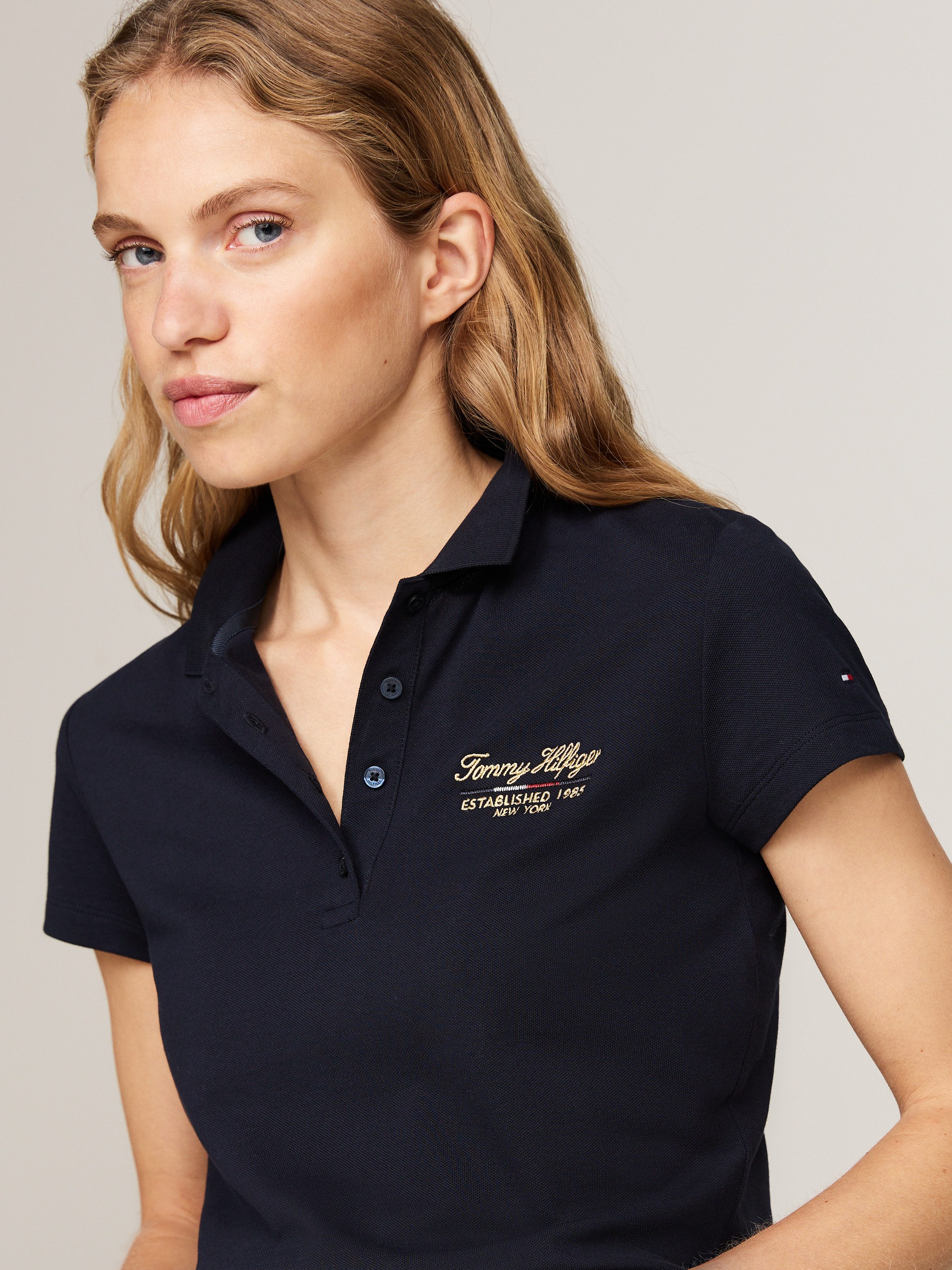 Tommy Hilfiger Poloshirt SLIM SCRIPT GRAPHIC POLO SS met tommy hilfiger script-logo-opschrift