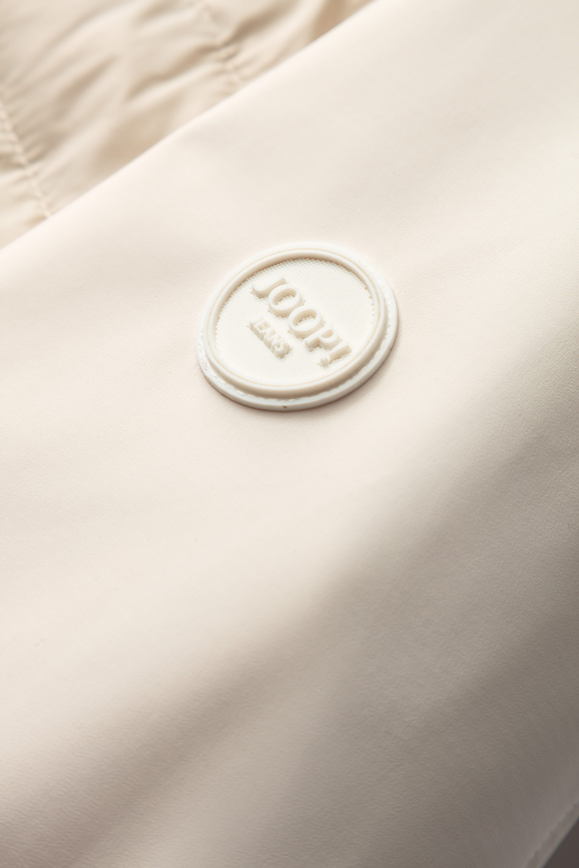 Joop Jeans Fleecejack met capuchon JOEL Stikpatroon aan de voorkant, logopatch op de mouw