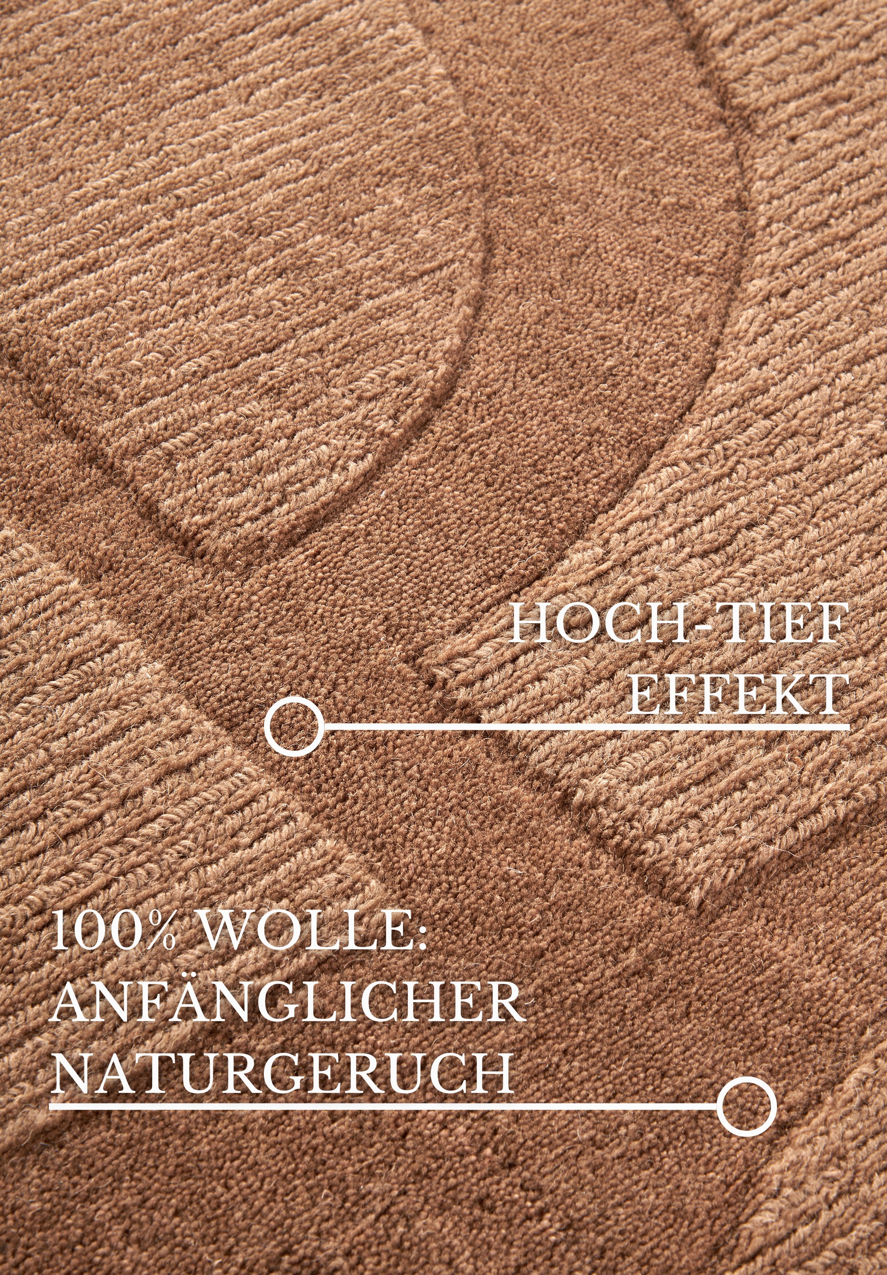 Villeroy & Boch Wollen kleed Alexis Handgeweven, wol, natuur, woonkamer, geometrie, boho, design