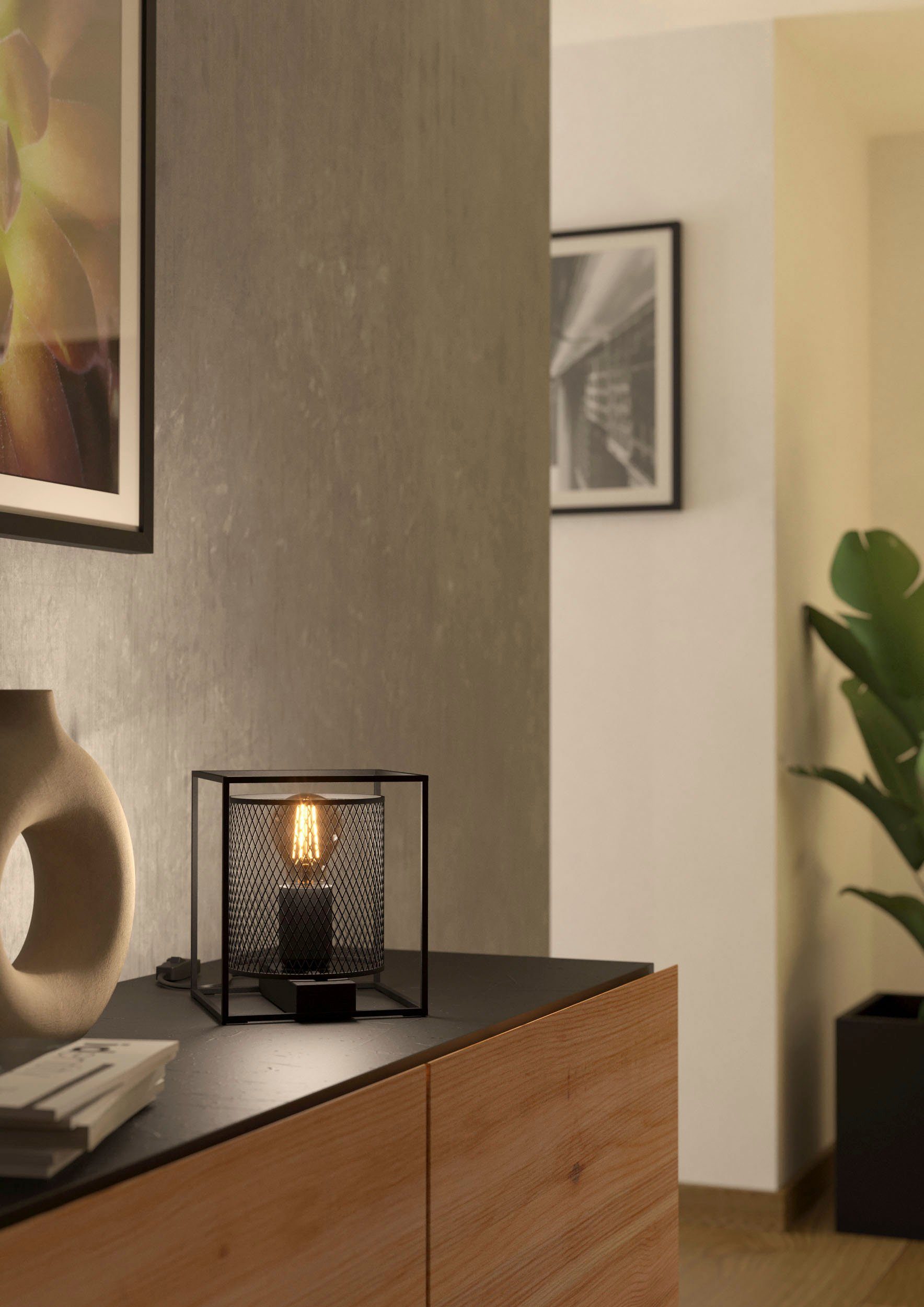EGLO Tafellamp CATTERICK Tafel lamp in zwart van staal - excl. E27 - 40W (1 stuk)