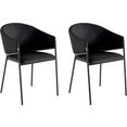 andas stoel met armleuningen jorun in een set van 2, met zwarte metalen poten, te bestellen in verschillende kleurvarianten, zithoogte 48 cm (2 stuks) zwart