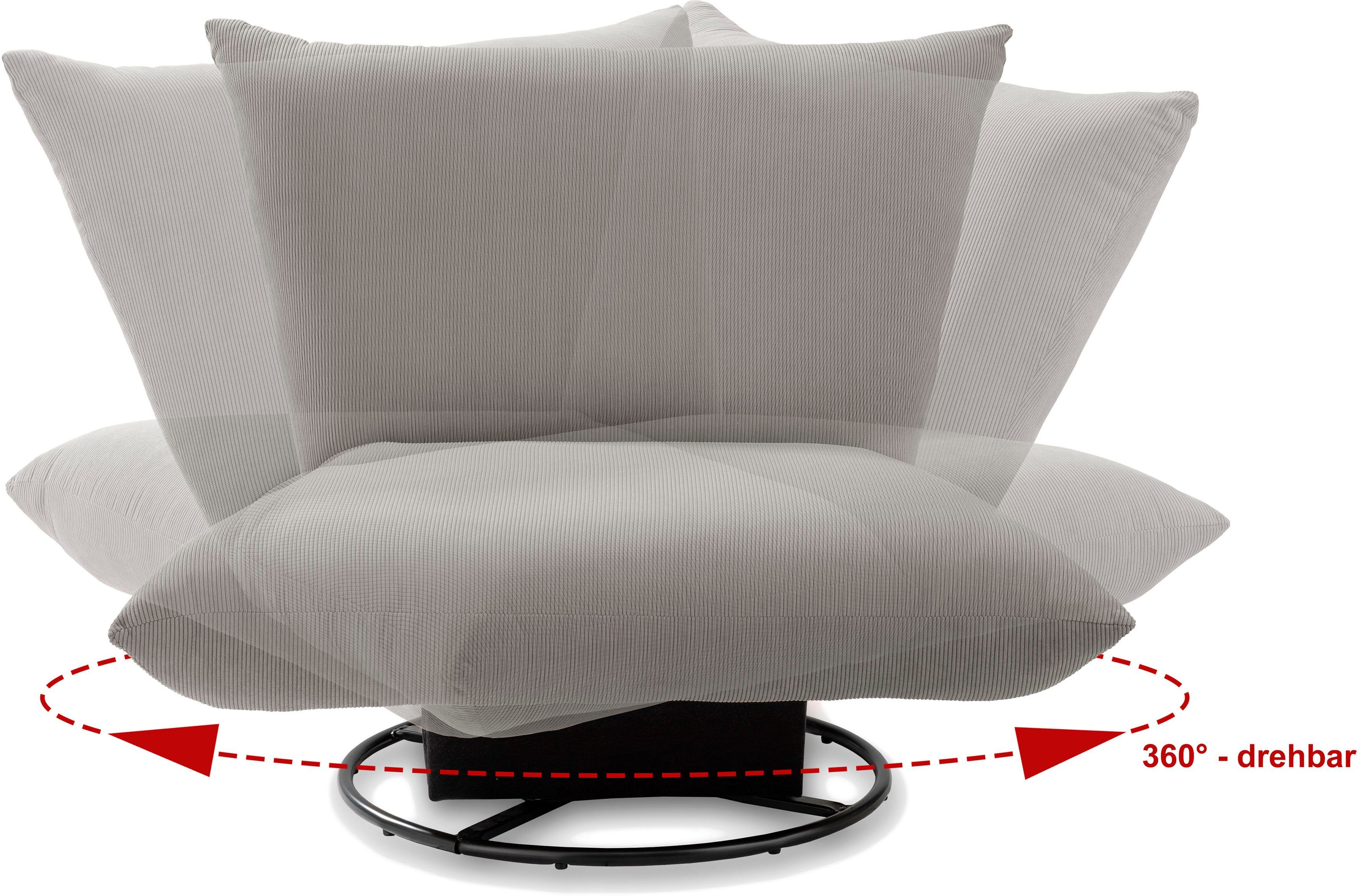 INOSIGN Draaibare fauteuil Cremona 360° draaibaar met metalen voet
