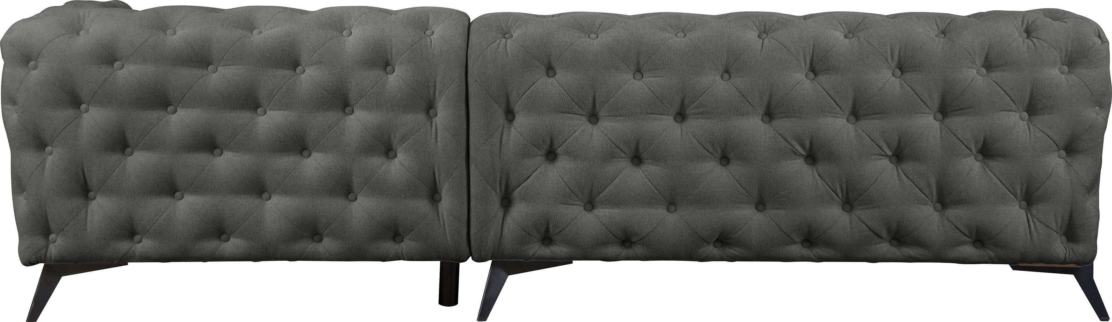 Leonique Chesterfield-bank Amaury L-vorm grote hoekbank, chesterfield-look, breedte 323 cm, kleur van de poten ter keuze