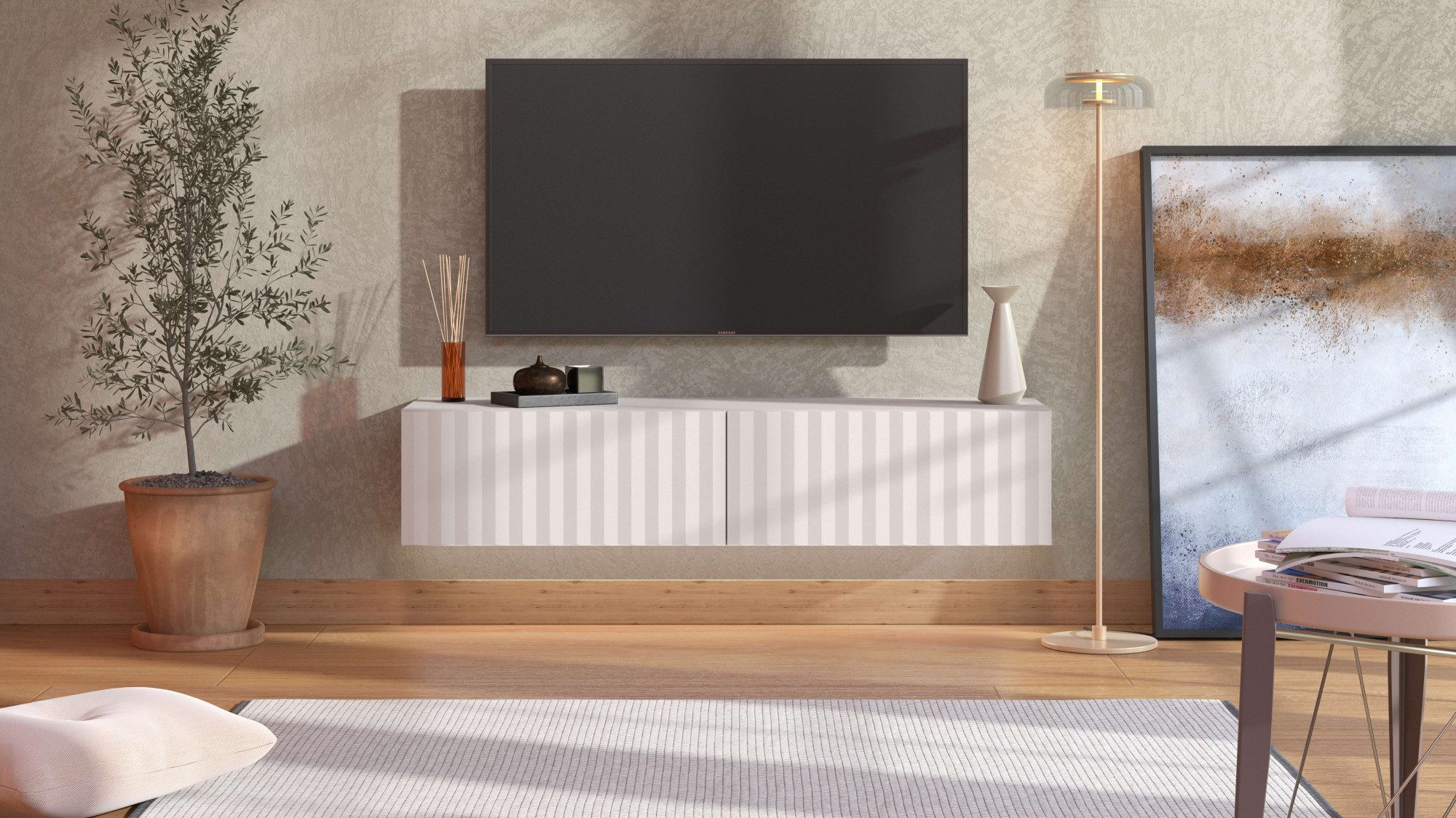 INOSIGN Tv-meubel Antibes TV-kast, Breedte 192/154 cm, TV-kast, TV-standaard lowboards wit