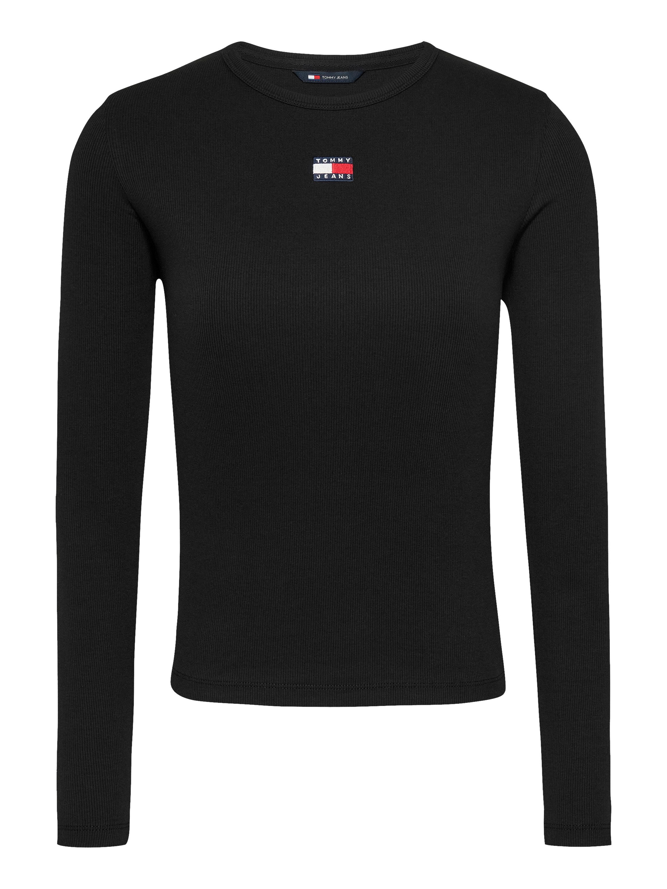 Tommy Jeans Curve Shirt met lange mouwen TJW SLIM LS BADGE TEE EXT in grote maten badge lange mouw