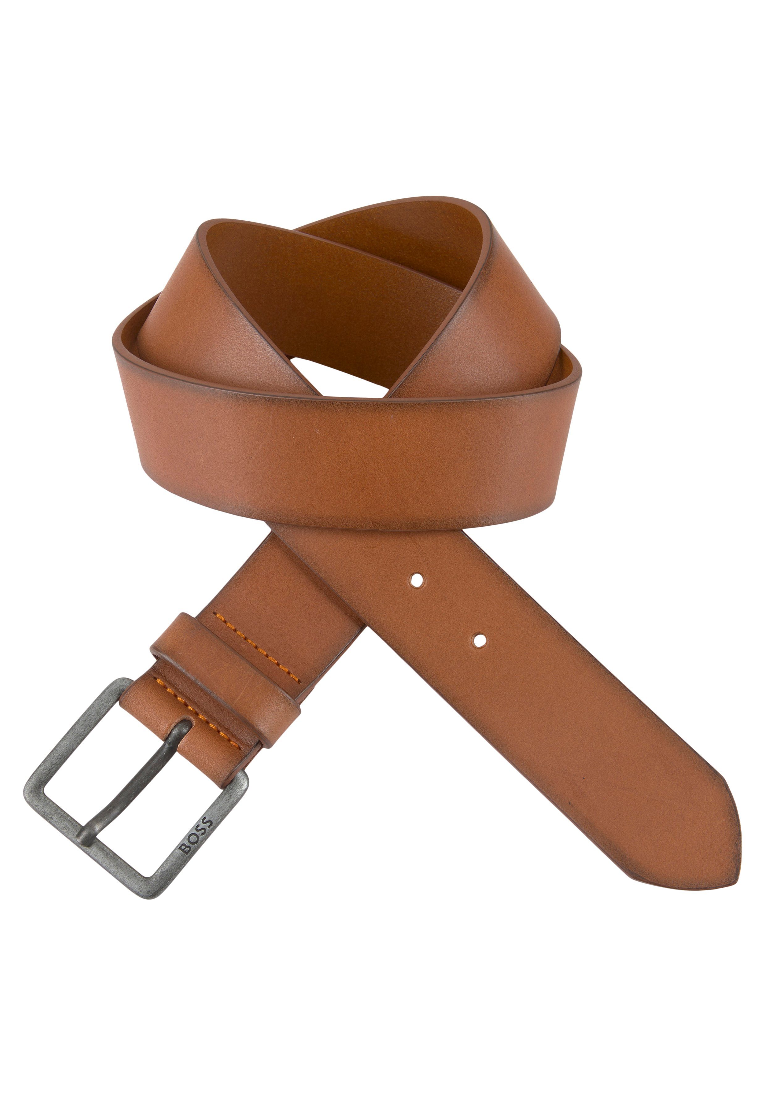 Boss Leren riem Jeeko_Sz40 met boss logo-tekst op de sluiting