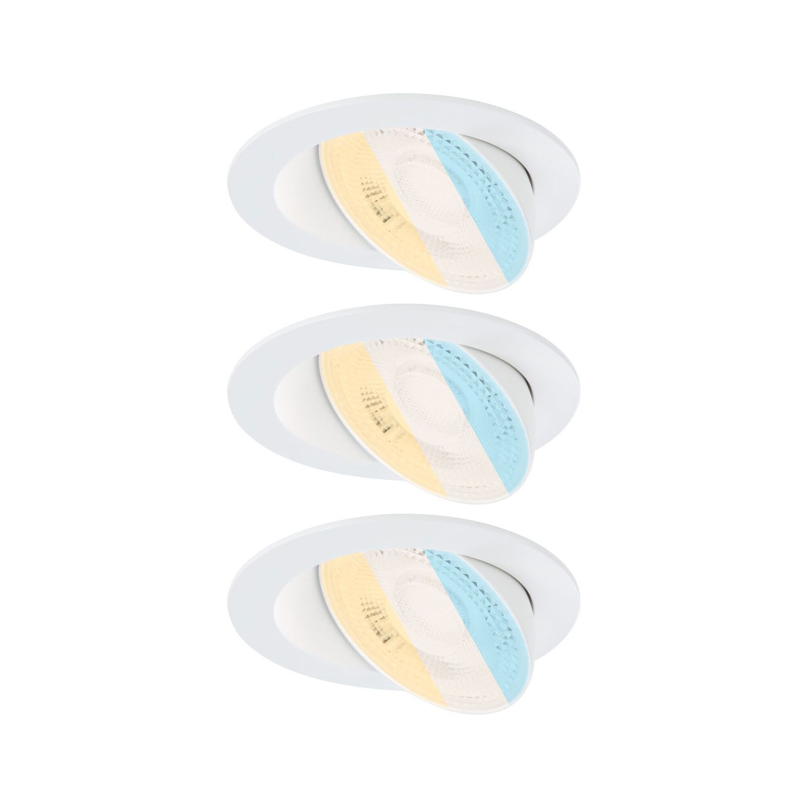 Paulmann Ledinbouwlamp LED inbouwlamp White Select Aumus 3-pack 5W 700lm 2300V 2700 - 6500K Geheugenfunctie, meerdere helderheidsniveaus, kleurwisselaar, kleurregeling (3 stuks)