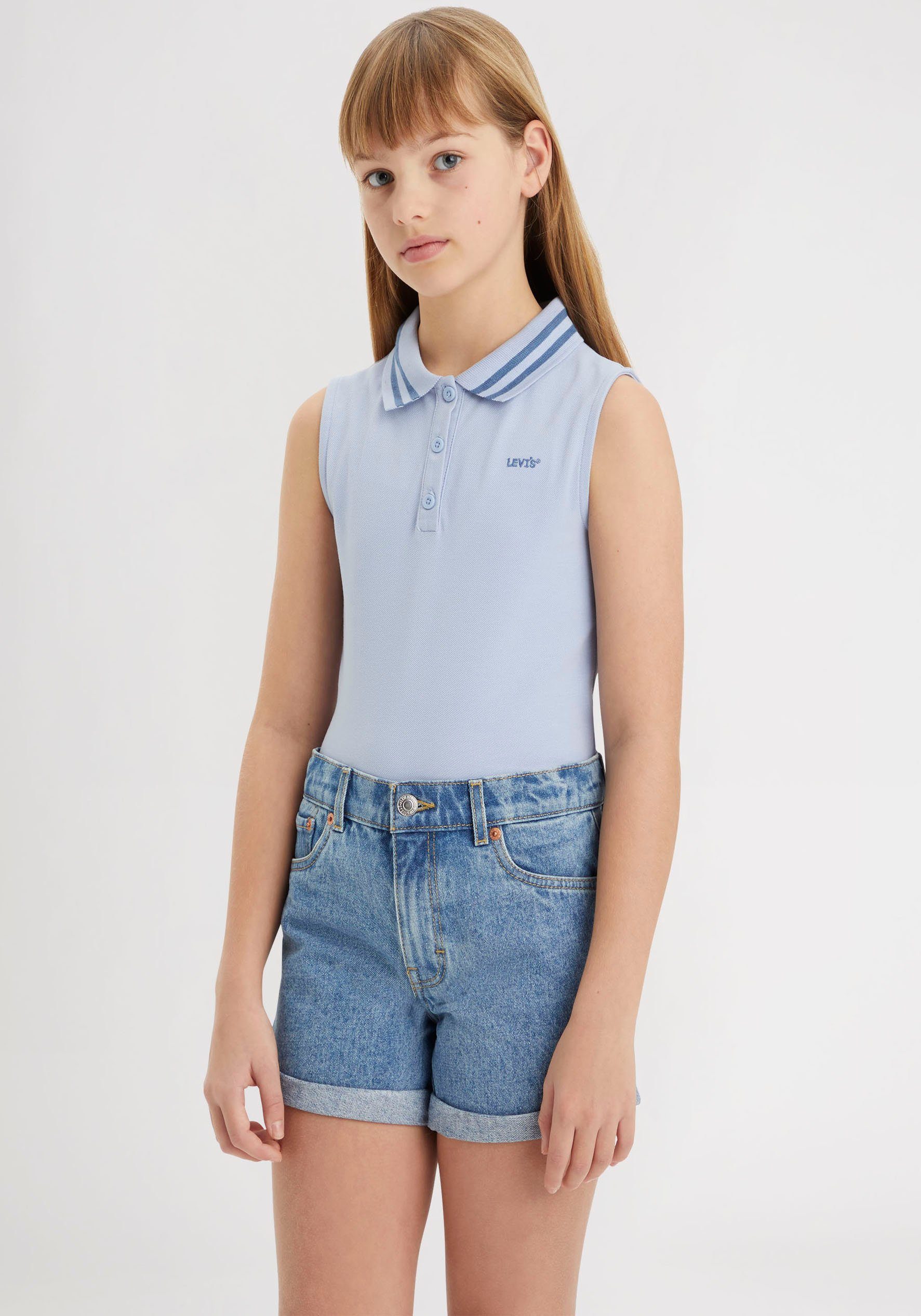 Levis Levi's Kids top lichtblauw Meisjes Katoen Polokraag Effen 164