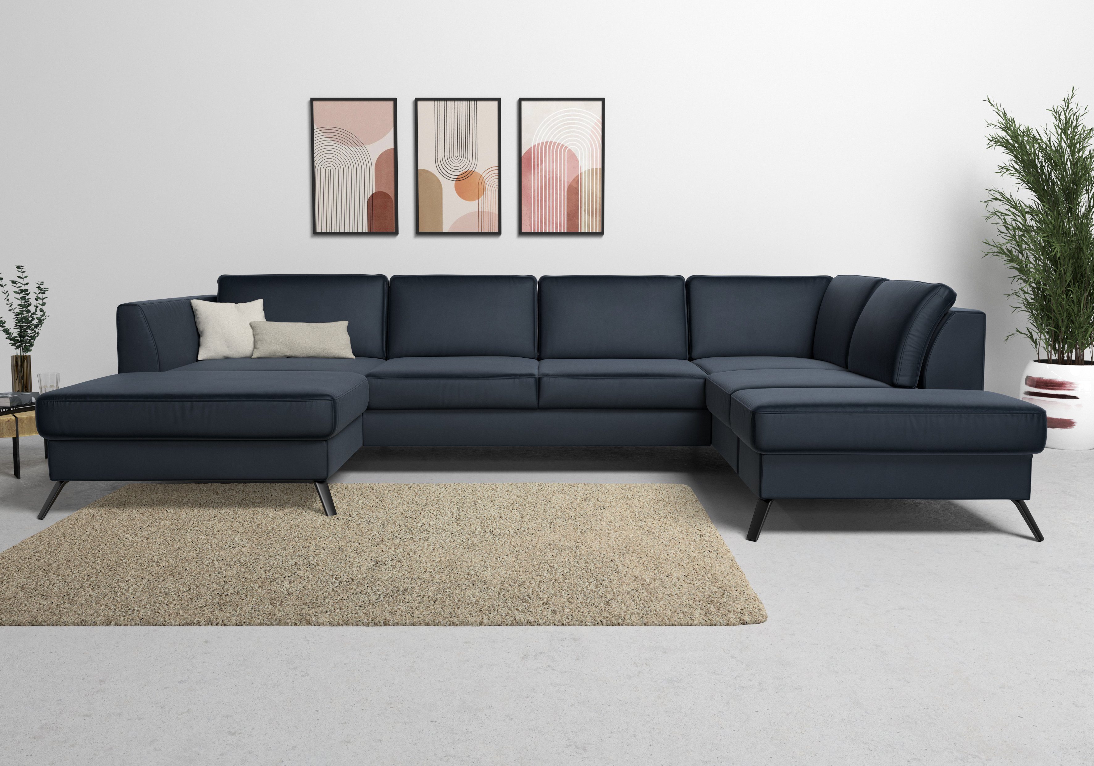 sit&more Zithoek Olsen U-vorm inclusief zitdiepteverstelling, naar keuze met slaapfunctie, 15 cm hoog