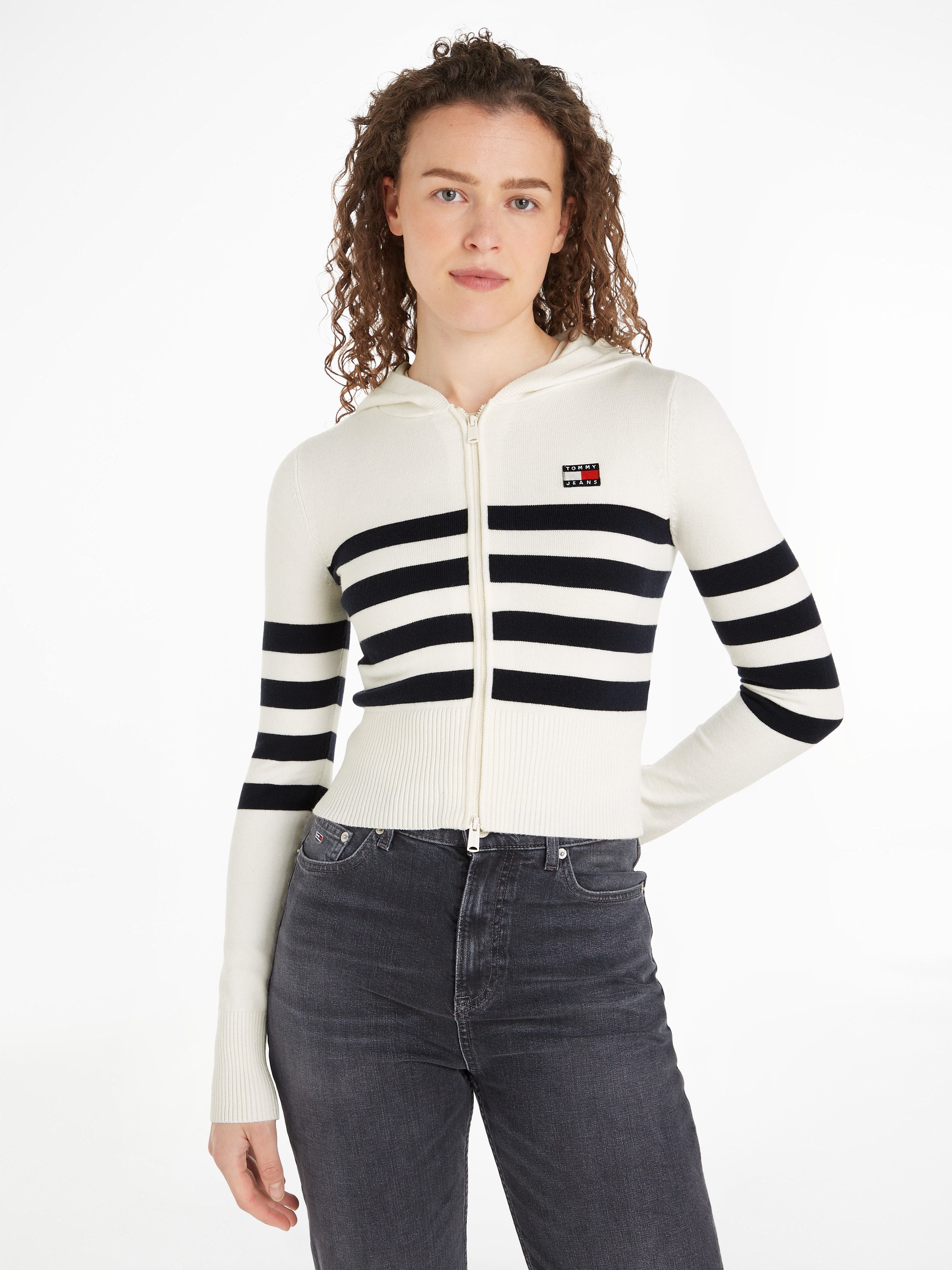 TOMMY JEANS Sweatvest TJW STRIPE ZIP THRU BADGE HOOD