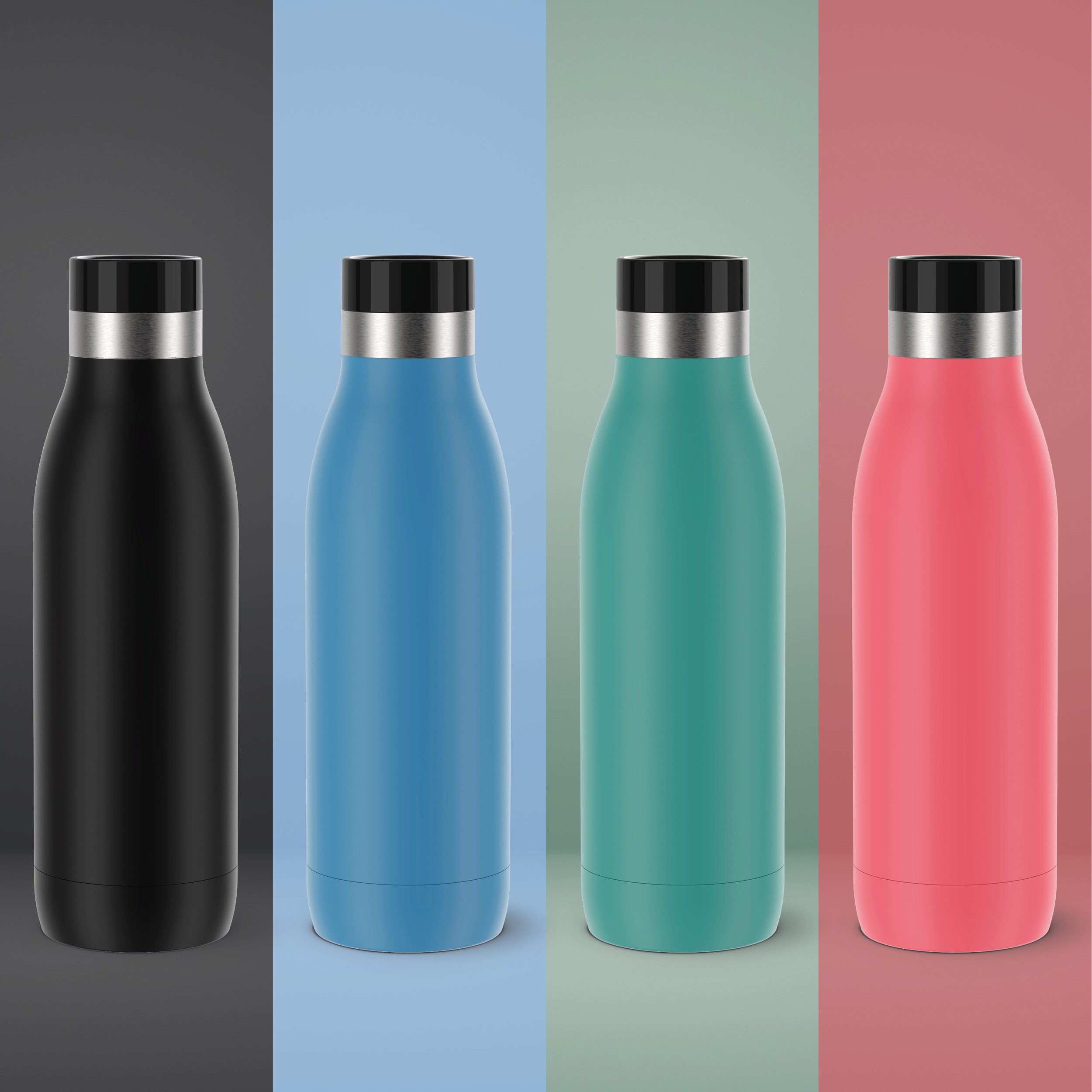 Emsa Thermosfles Drinkfles Bludrop Roestvrij staal, Quick-Press deksel, 360° drinkplezier, 12 uur warm/24 uur koel (1-delig)