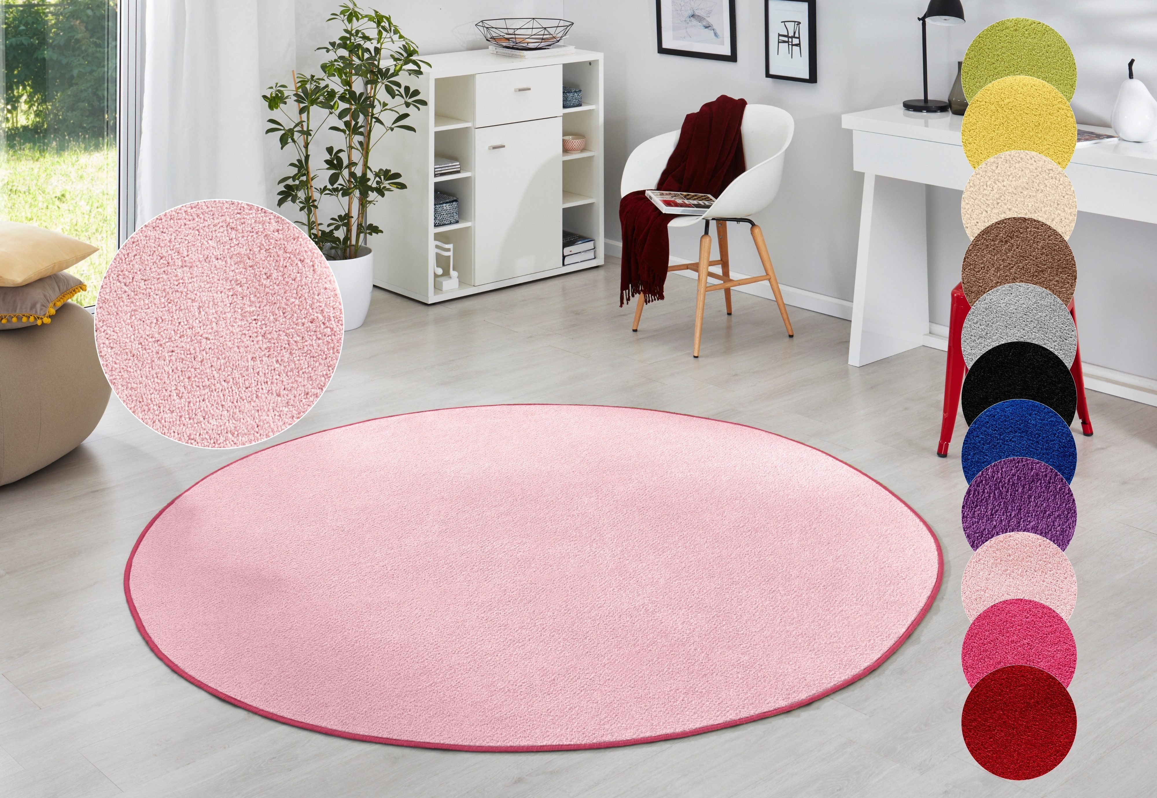 HANSE Home Vloerkleed Fancy Korte pool, zacht, uni, woonkamer, slaapkamer, eetkamer moderne vloerkleden maat 10 roze