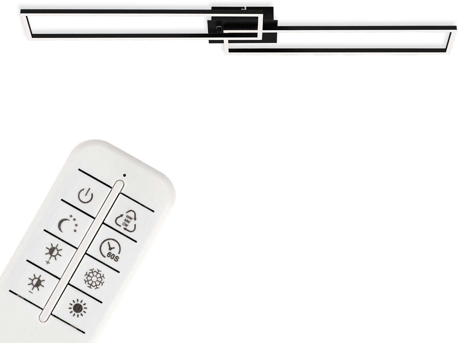 Briloner Leuchten Led-plafondlamp 3145015 FRAME Plafondlamp, 110x24,8x7,8 cm, zwart, 40W, woonkamer, slaapkamer