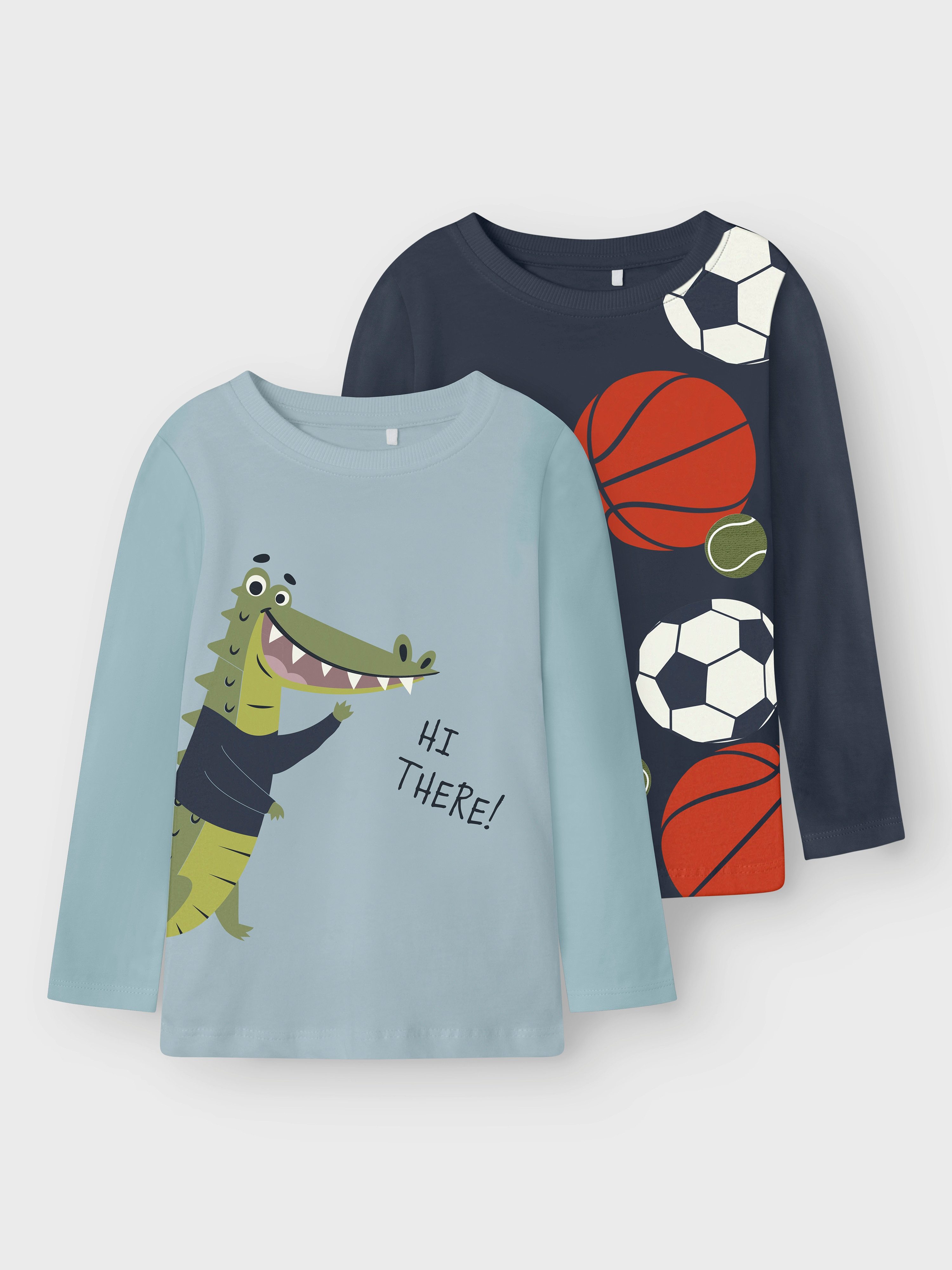 Name It T-shirt NMMKINGSTON 2P LS NREG TOP PB (set, 2-delig)