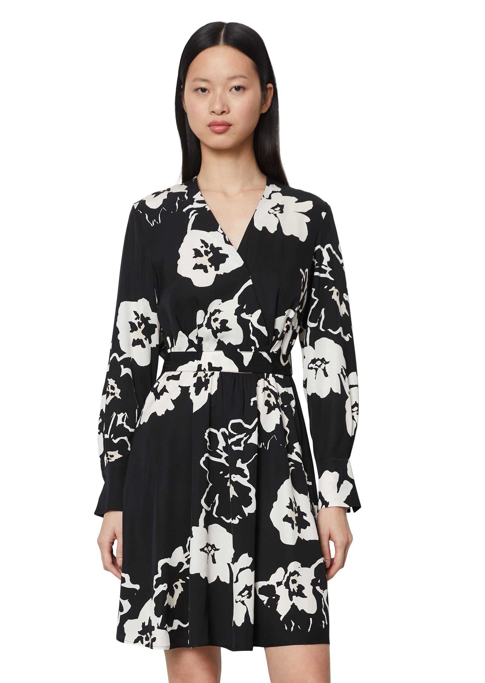 Marc O'Polo Zwart Wit Wrap Style Jurk Multicolor Dames
