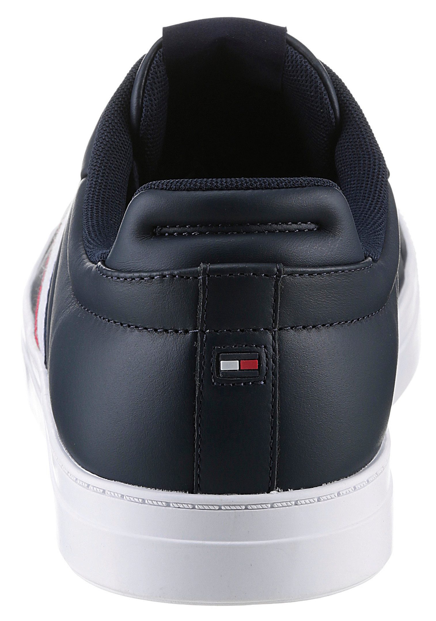 Tommy Hilfiger Sneakers ICON COURT LTH STRIPES veterschoenen, vrijetijdsschoen, lage schoen met gewatteerde schaprand