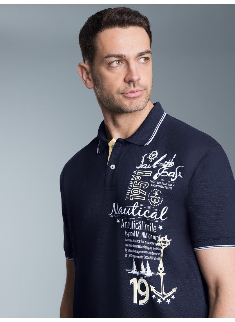 Trigema Poloshirt TRIGEMA poloshirt met maritiem printmotief (1-delig) heren t-shirts maat XXXL blauw