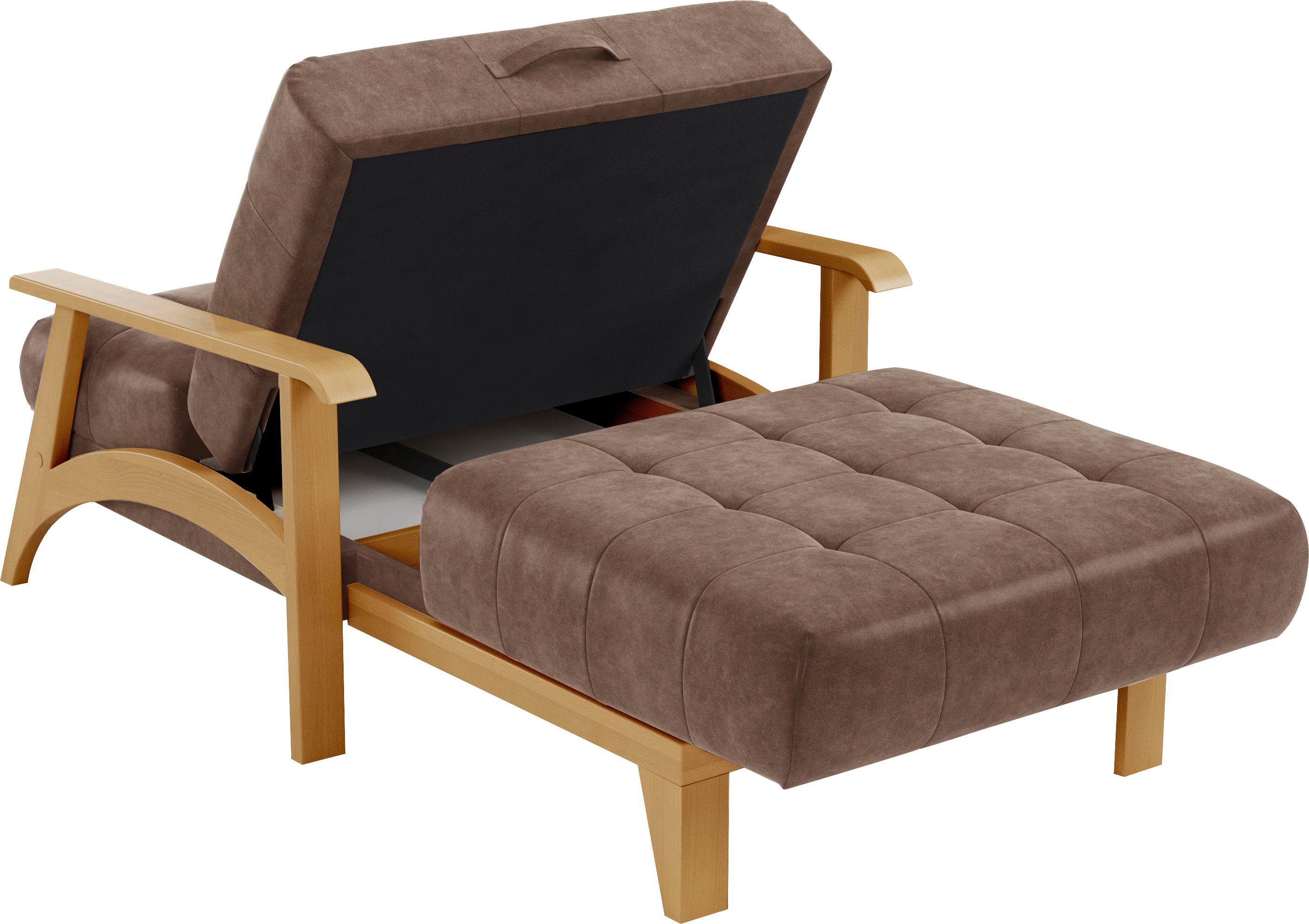 sit&more Récamier Billund Armleuningen van eikenkleurig beukenhout, verschillende bekledingen en kleuren