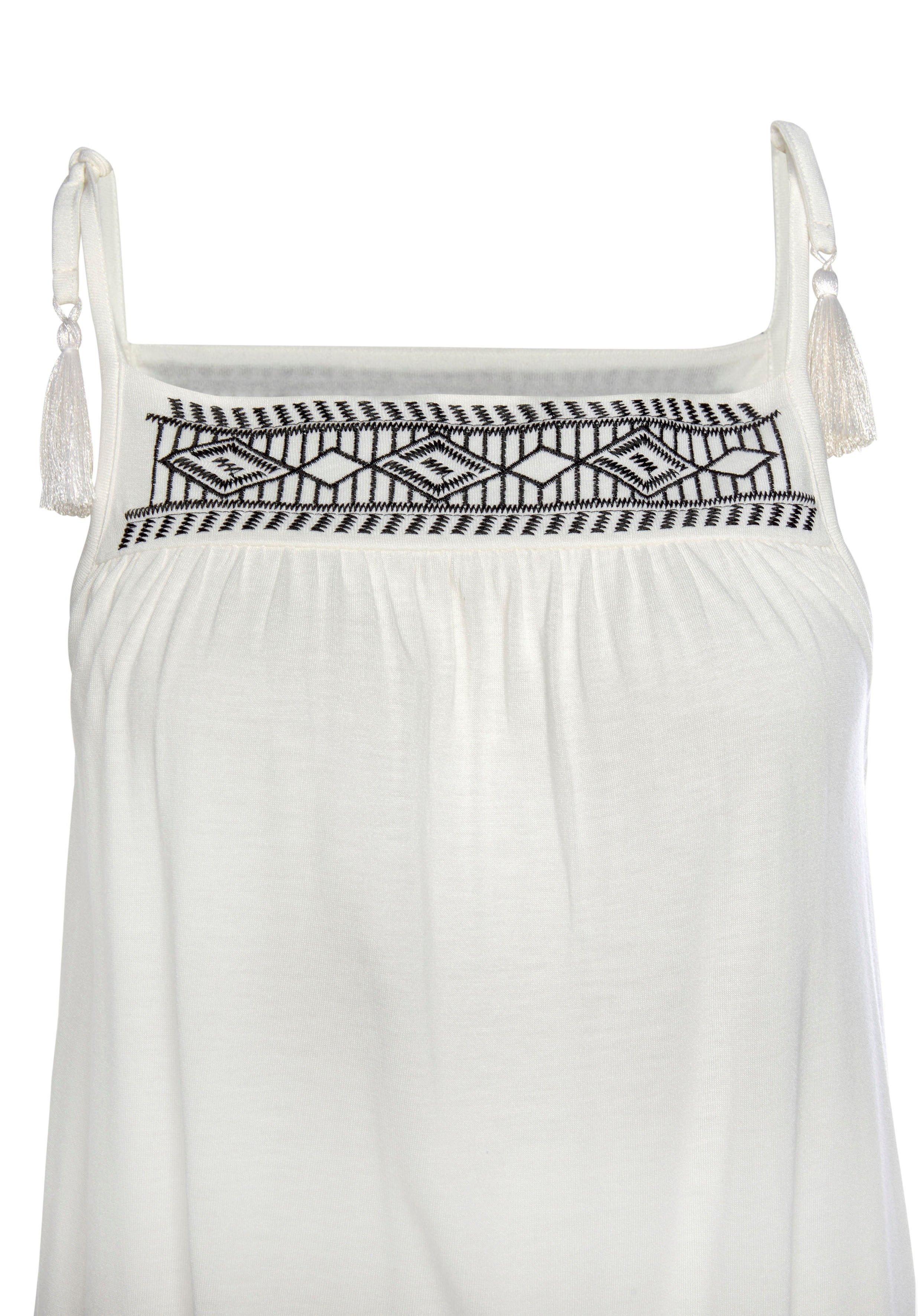 Lascana Top met borduurwerk, zomers top met strikbandjes