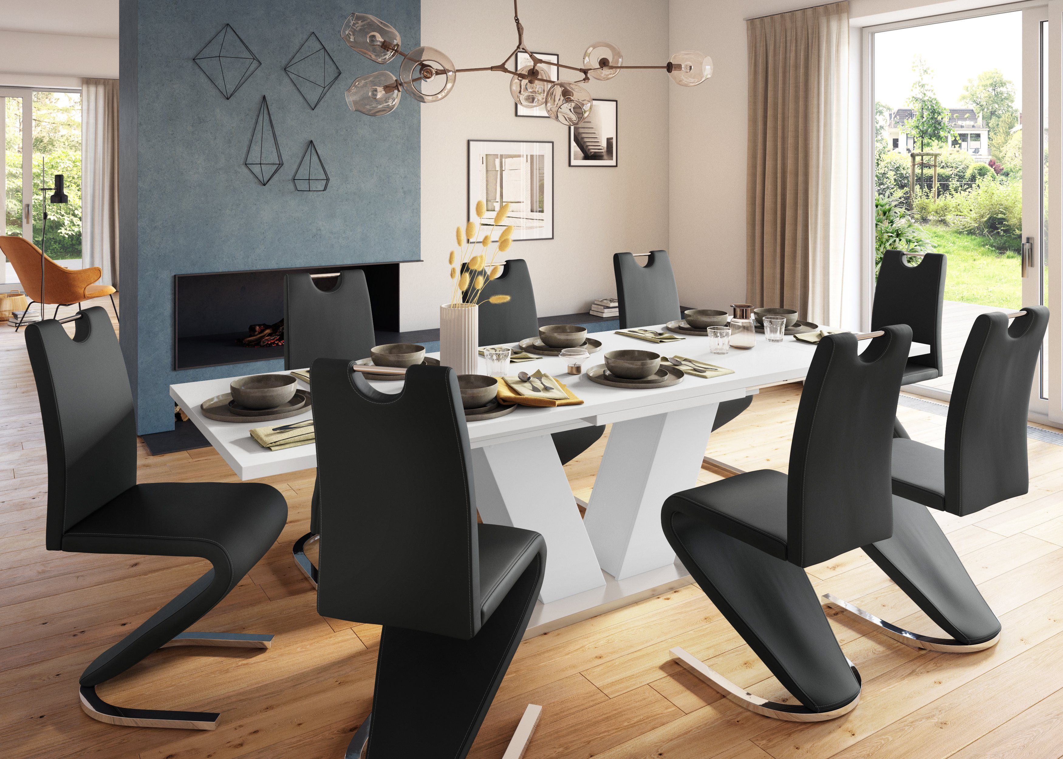 Homexperts Eetkamerstoel Zora 02 Bekleding in imitatieleer, rugleuning met handgreep voor eenvoudig terugtrekken (set, 2 stuks)