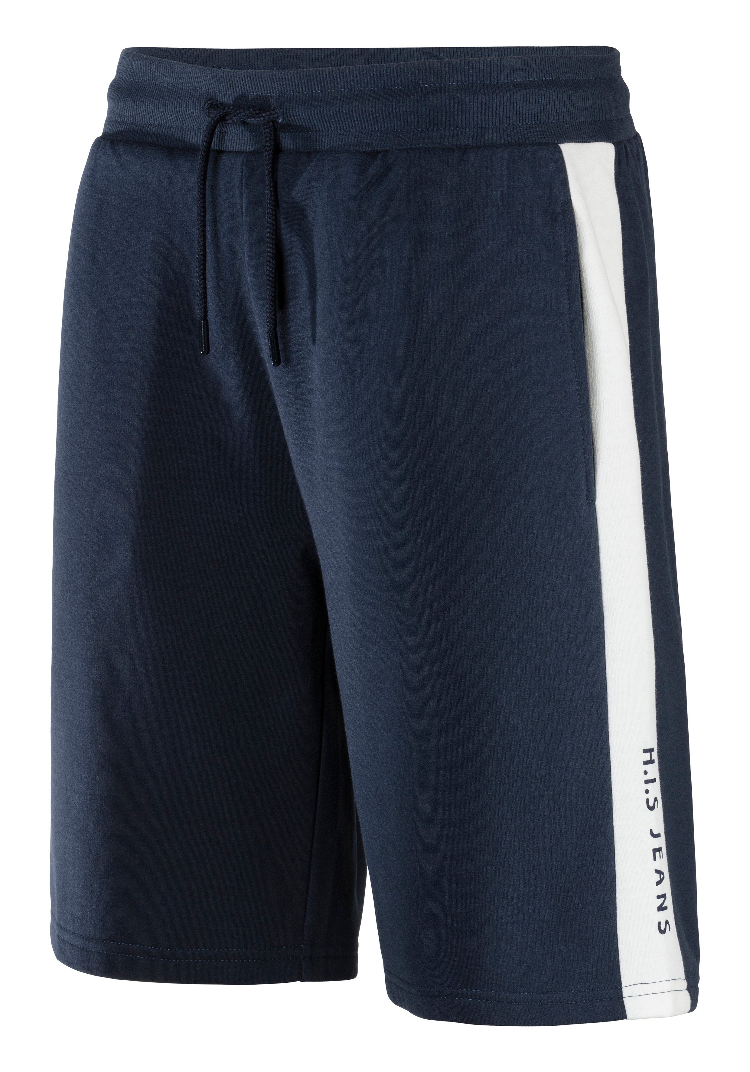 H.I.S Sweatshort opzij strepen met logoprint