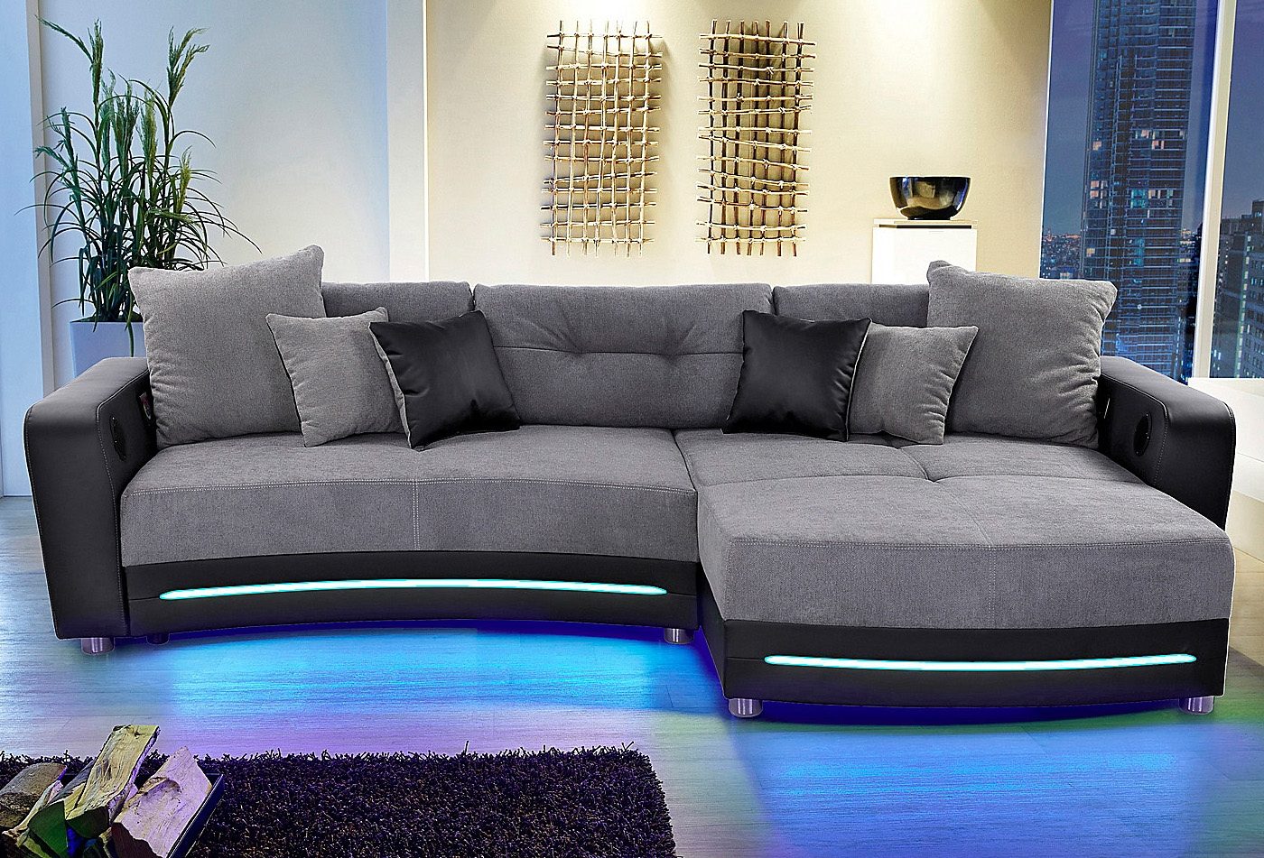 Jockenhöfer Gruppe Hoekbank Laredo L-vorm inclusief rgb-ledverlichting en bluetooth-geluidssysteem
