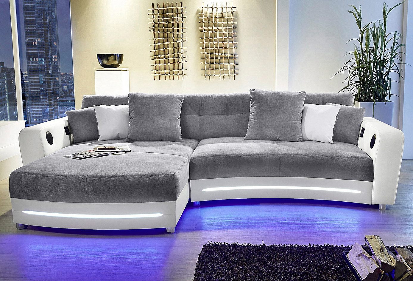 Jockenhöfer Gruppe Hoekbank Laredo L-vorm inclusief rgb-ledverlichting en bluetooth-geluidssysteem
