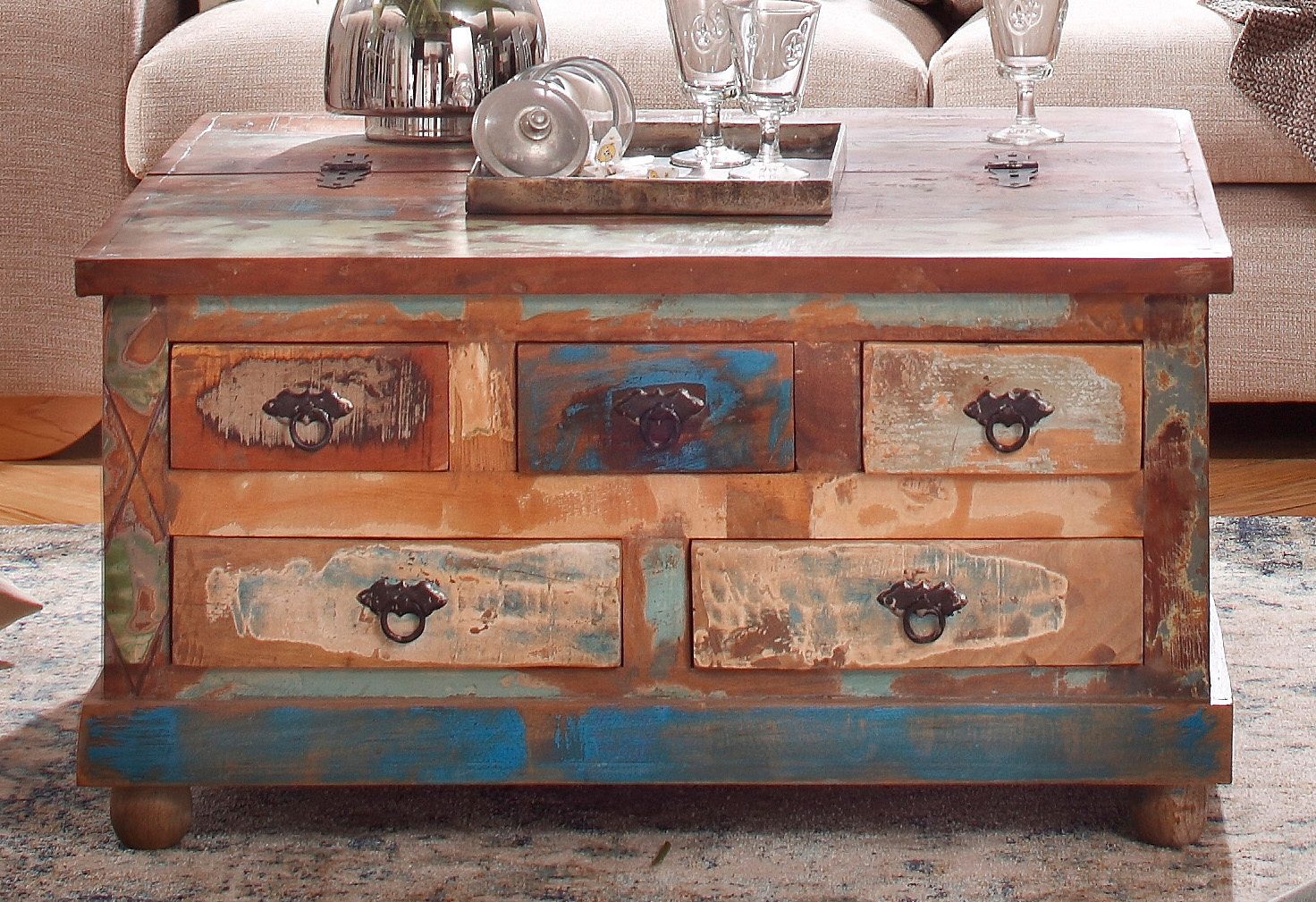 SIT Salontafel Riverboat Breedte 90 cm, shabby chic, vintage salontafels multicolor