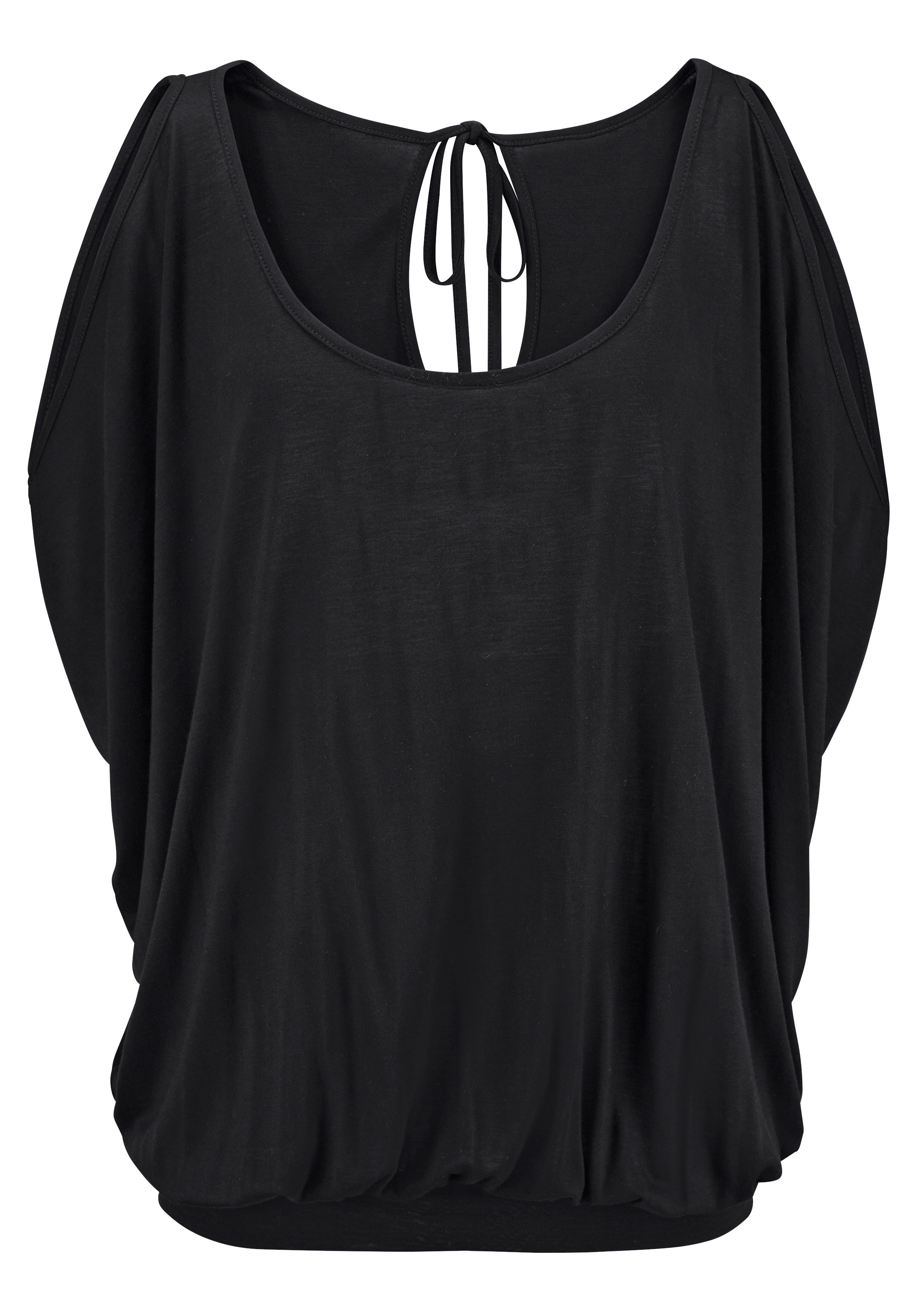 Lascana Strandshirt met schoudersplitten, shirt met korte mouwen, longshirt, off-the-shoulder
