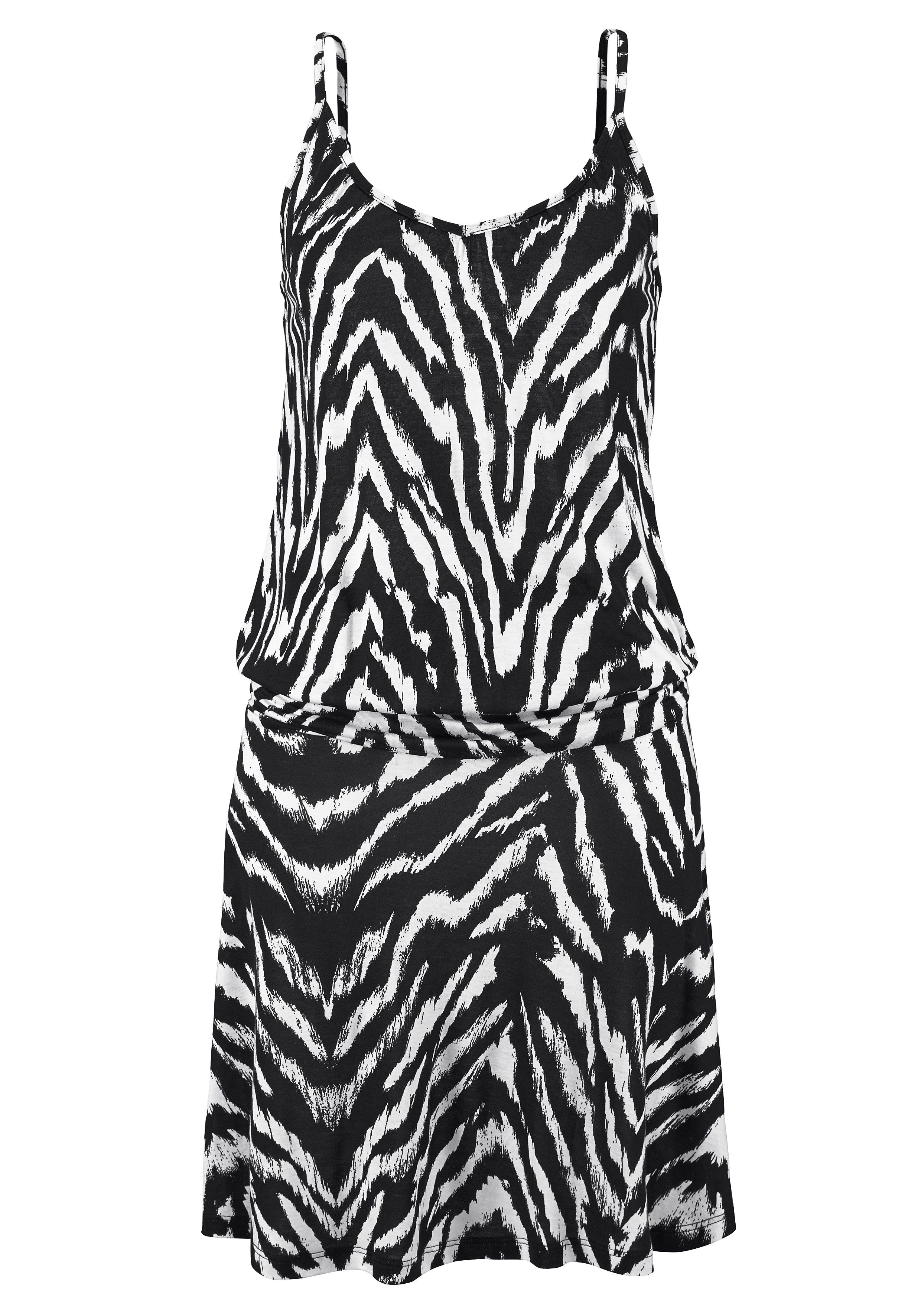 Beachtime Strandjurk met animalprint en verstelbare bandjes, kort zomerjurk