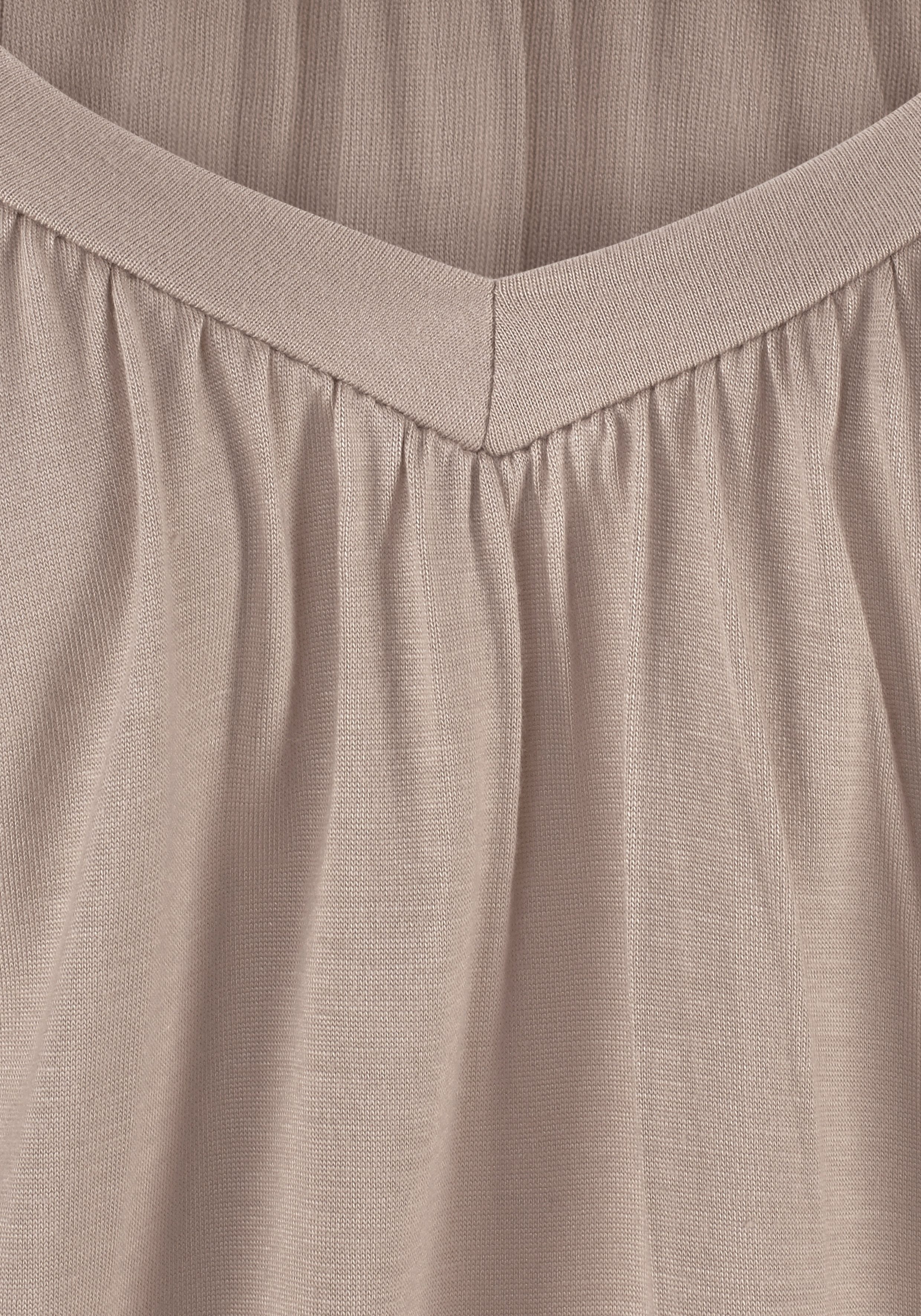 Lascana Shirt met V-hals met brede elastische tailleband, t-shirt met v-hals, basic