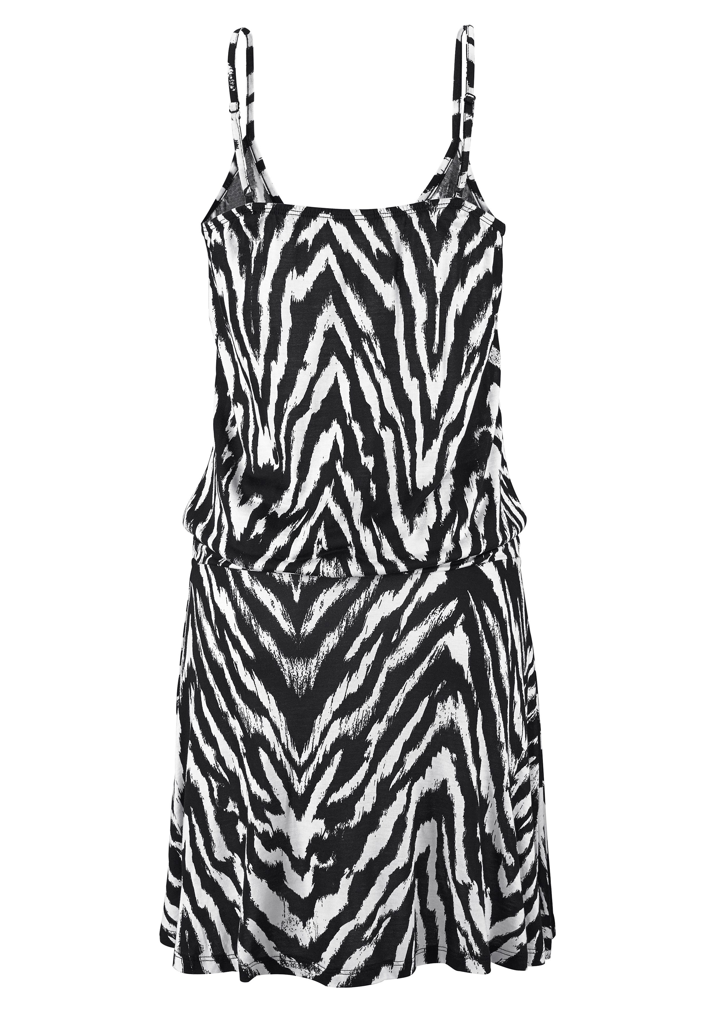 Beachtime Strandjurk met animalprint en verstelbare bandjes, kort zomerjurk