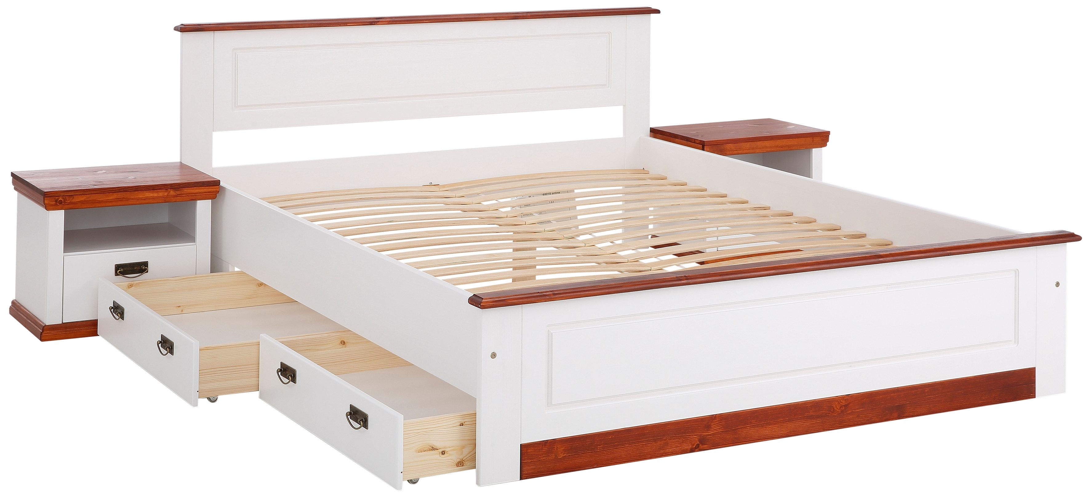 Home affaire Massief houten ledikant Madrid, landelijke stijl, hoge belasting! van fsc®-gecertificeerd grenen, inclusief lattenbodem, cassette-look