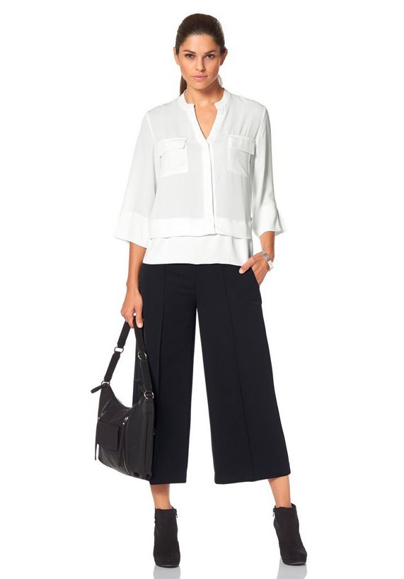 BRUNO BANANI Chiffon-blouse met staand kraagje BRUNO BANANI Chiffon-blouse met staand kraagje