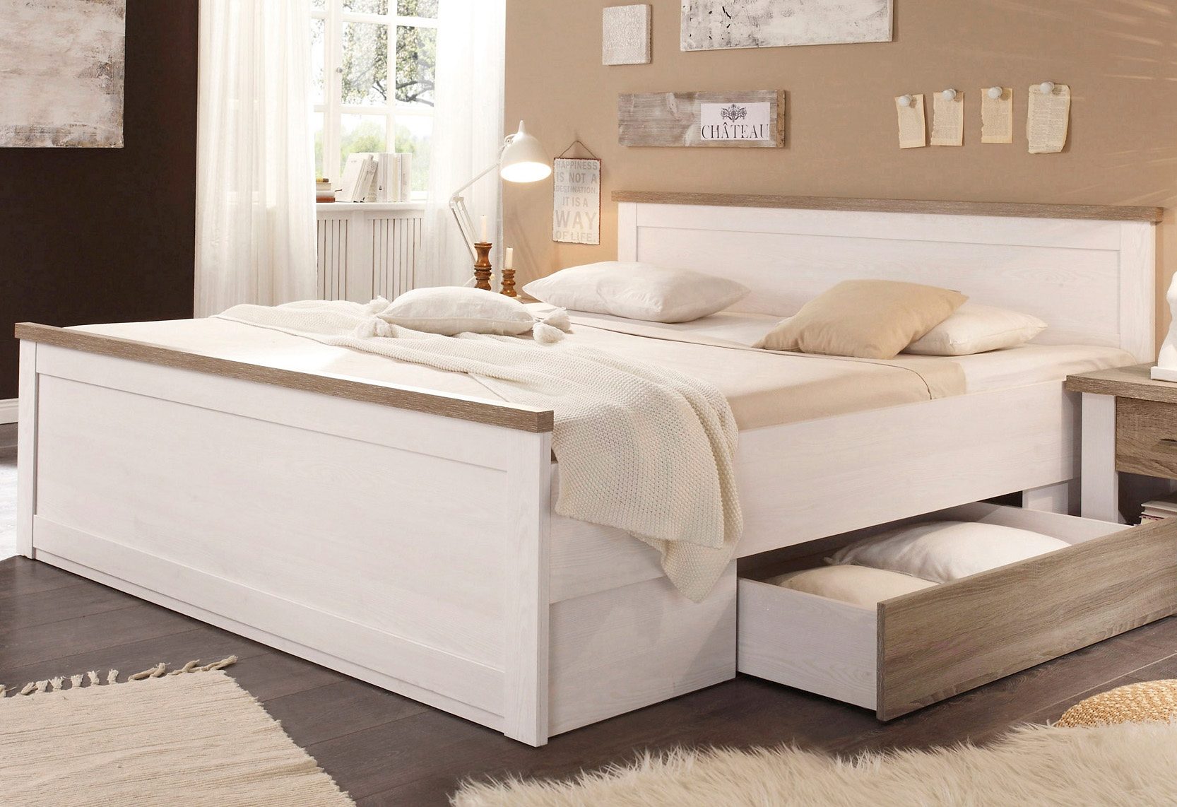 schlafkontor bed luca inclusief lade beige