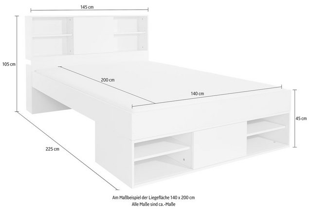 Bed met bergruimte zonder lades. Bed met bergruimte zonder lades.
