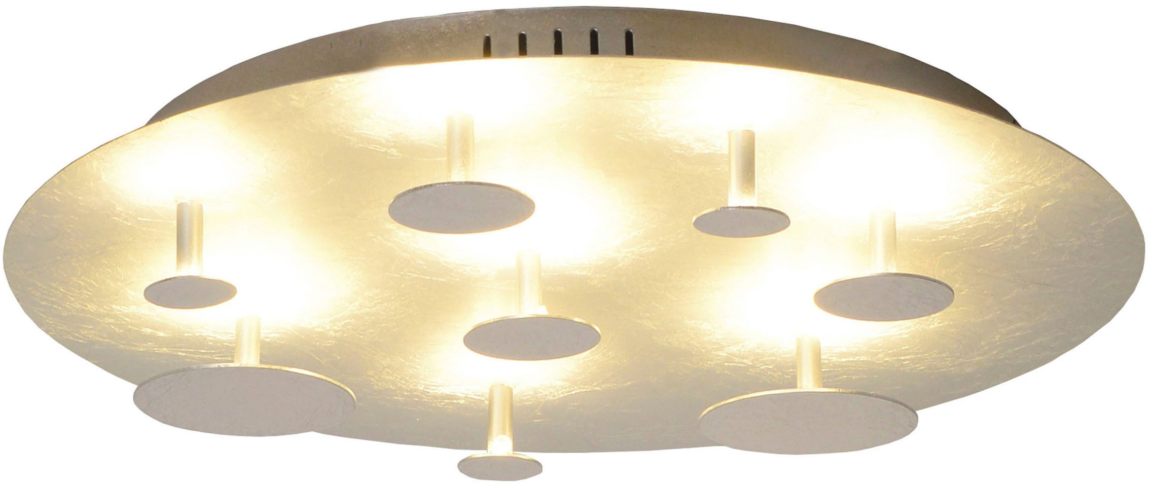 näve Led-plafondlamp Firenze Diameter 50cm, warmwitte LED, hoogwaardig van metaal in zilverkleur (1 stuk)