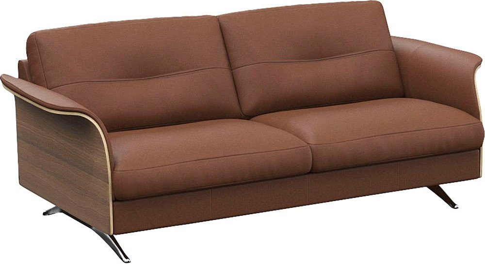 FLEXLUX 2,5-zitsbank Glow sofa, bank Premium zitting: koudschuim en binnenvering, armleuningen. Walnoot, aluminium voet