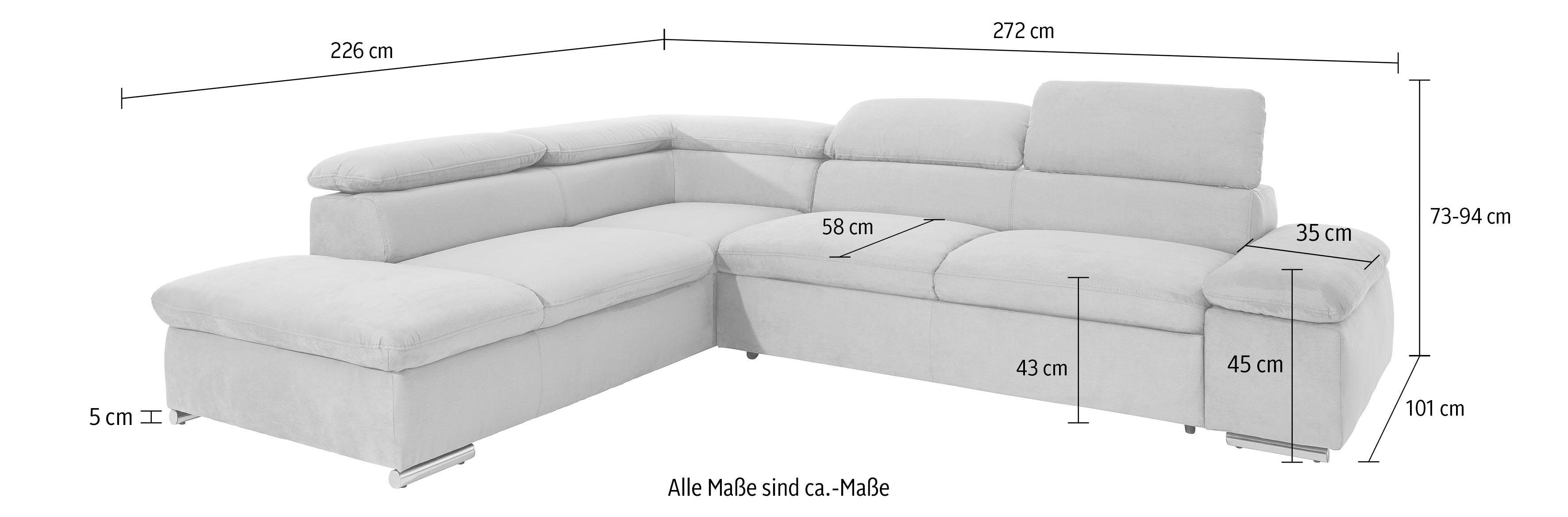 sit&more Hoekbank Alcatraz L-vorm optioneel met slaapfunctie