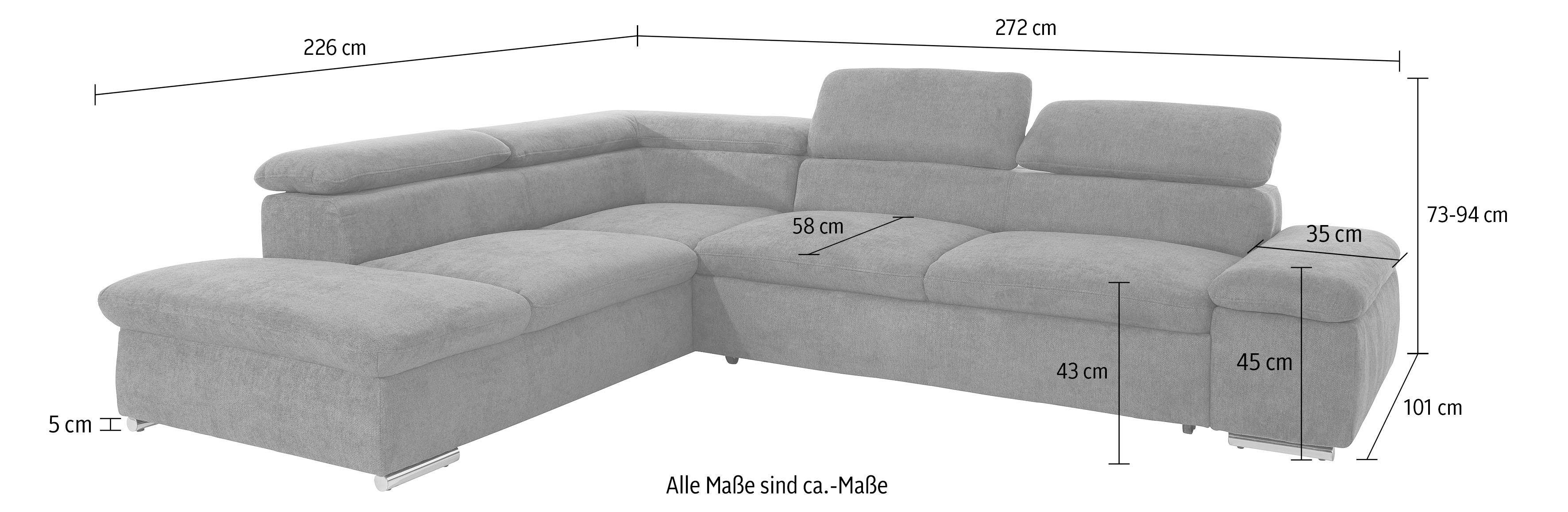 sit&more Hoekbank Alcatraz L-vorm optioneel met slaapfunctie
