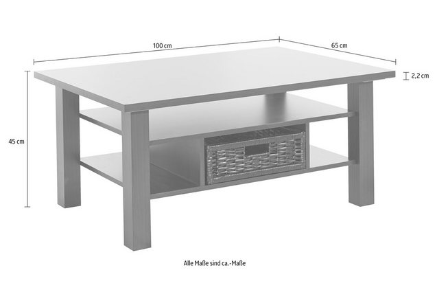 Salontafel met gevlochten mand Salontafel met gevlochten mand